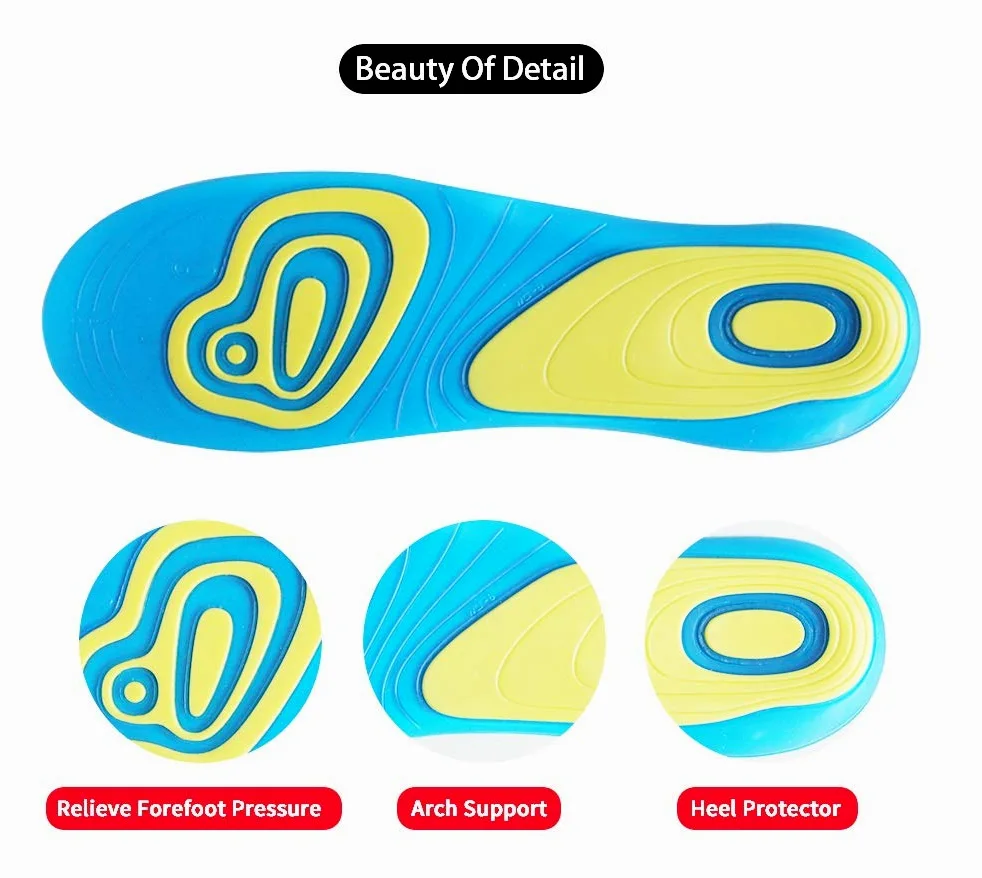 Silicone Gel Orthotic Insoles for Shoes Unisex Shock Absorption Shoe Inserts Pad Care for Heel Foot Plantar Fasciitis (Size : 275mm) (275mm)