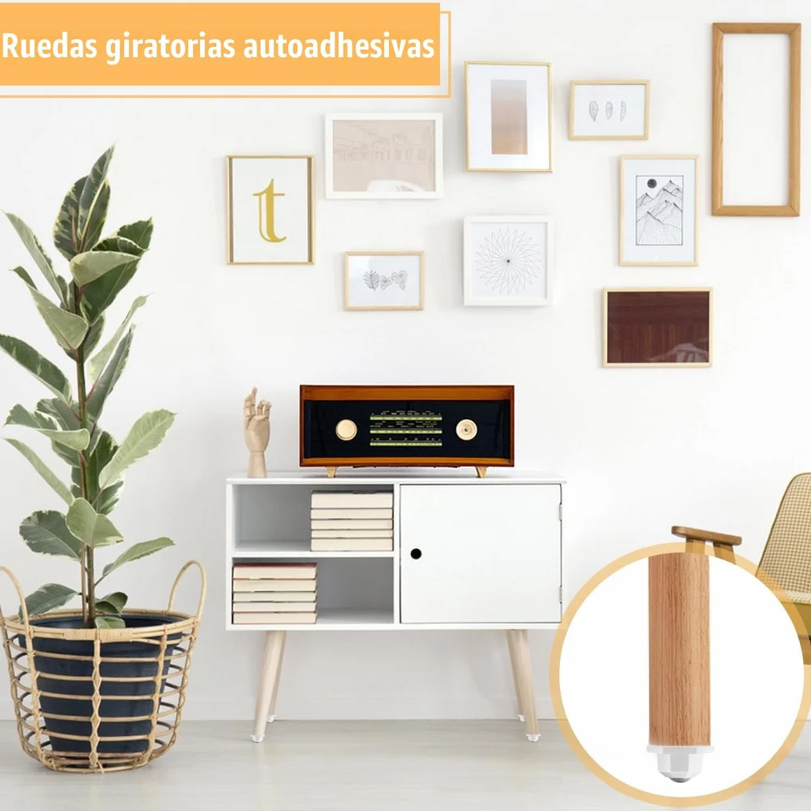 Ruedas de Bola 20mm Autoadhesivas para Muebles, Ruedas Giratorias Pequeñas para Electrodoméstico Sofá Armario (Blanco)