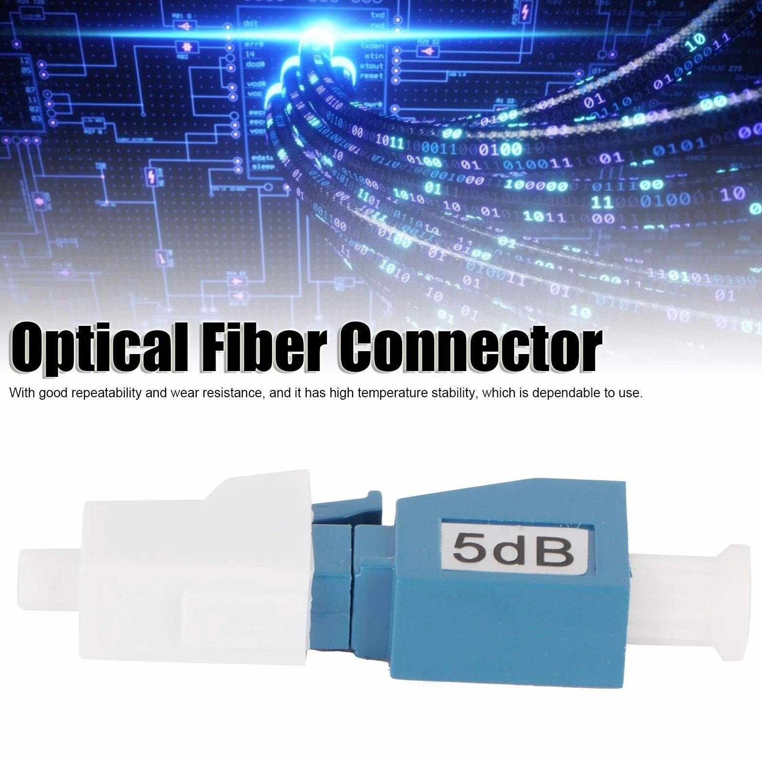 Garosa Atenuador de Fibra Óptica Monomodo LC/UPC 5dB Conector Macho Hembra ABS Cerámica Acero Inoxidable