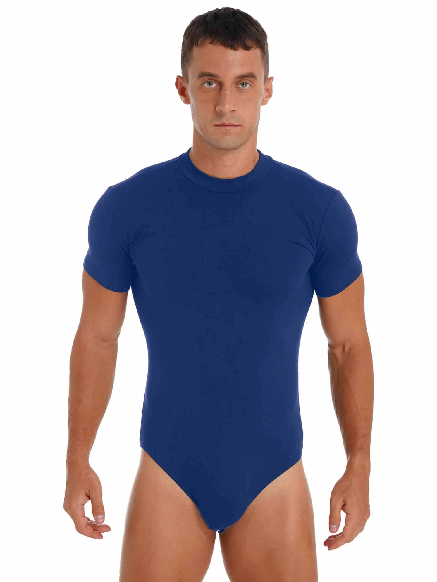 Mono Corto Hombres Ajustado Body Manga Corta Ropa Interior Depottivo Fitness Bodysuit Leotardo de Algodón Maillot Gimnasia Ritmica Camisetas Verano