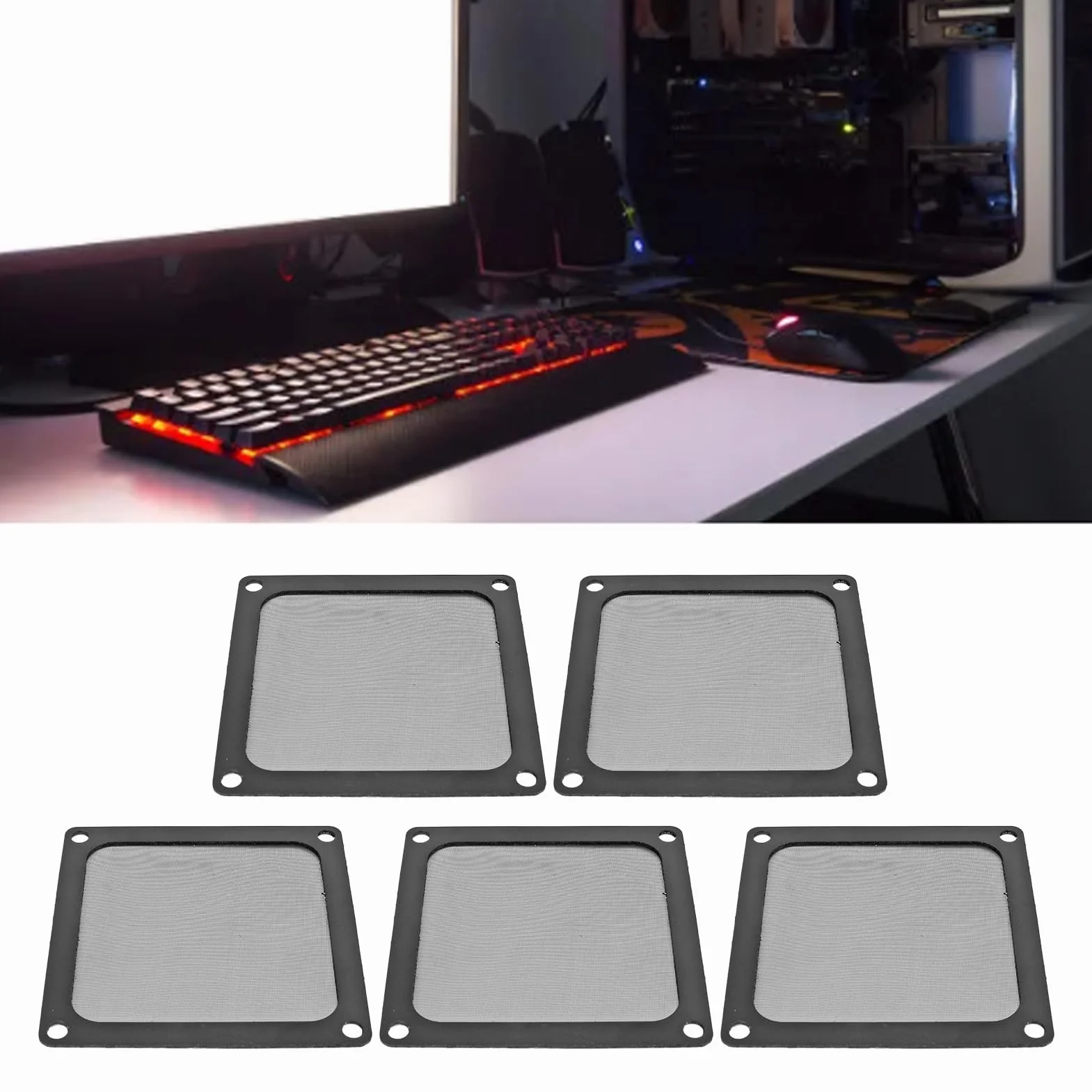 Filtro de Malla Antipolvo para Caja de PC, 5 Unidades 80x80 mm, Marco Magnético, Cubierta a Prueba de Polvo