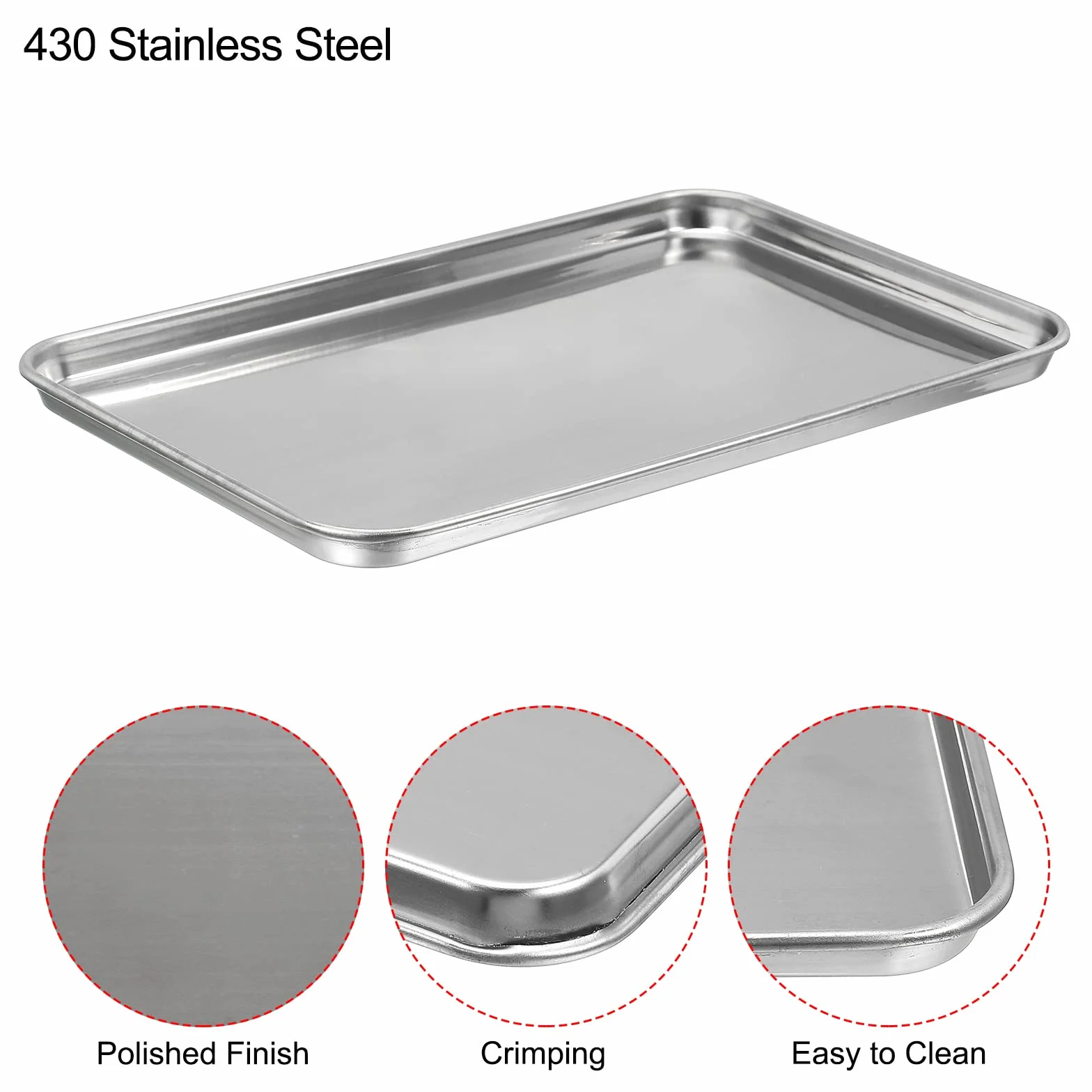 PATIKIL Bandeja de Acero Inoxidable 22,8x14,8cm Rectangular Laboratorio
