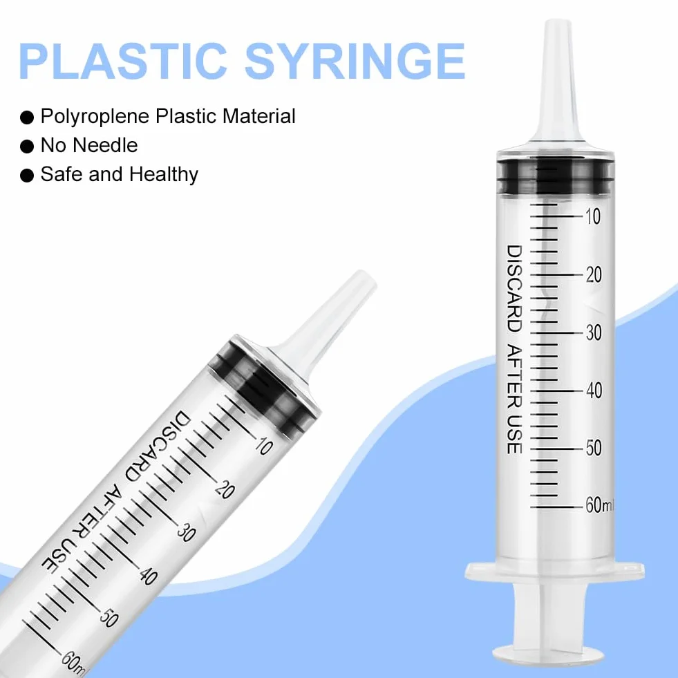 OFFCUP Jeringa de Plástico 60ml 4pcs Jeringas Medidoras con Tapa Reutilizable para Laboratorios