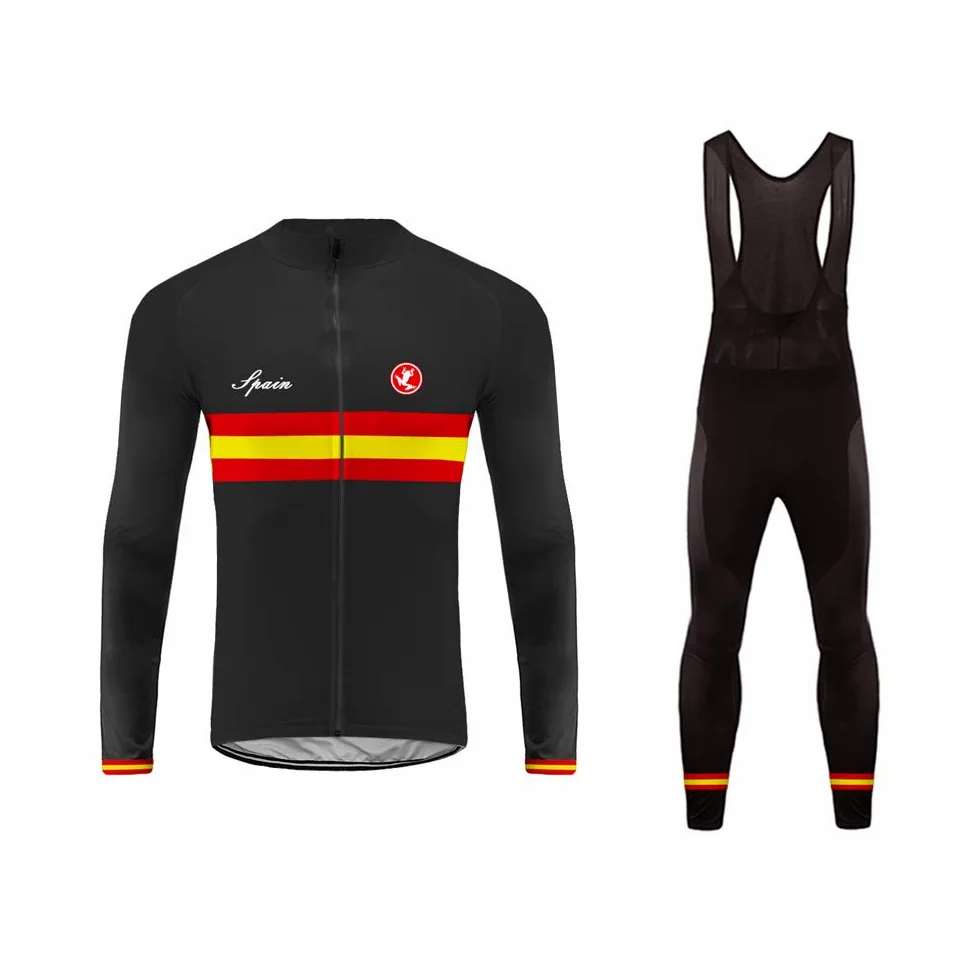 MTB Invierno Termo Maillot de Ciclismo Hombre Mangas Largas Ropa para Bicicleta 20D Cojín Conjunto Bici de Montaña Chaqueta+Bib Pantalones Culote de Ciclista Largo