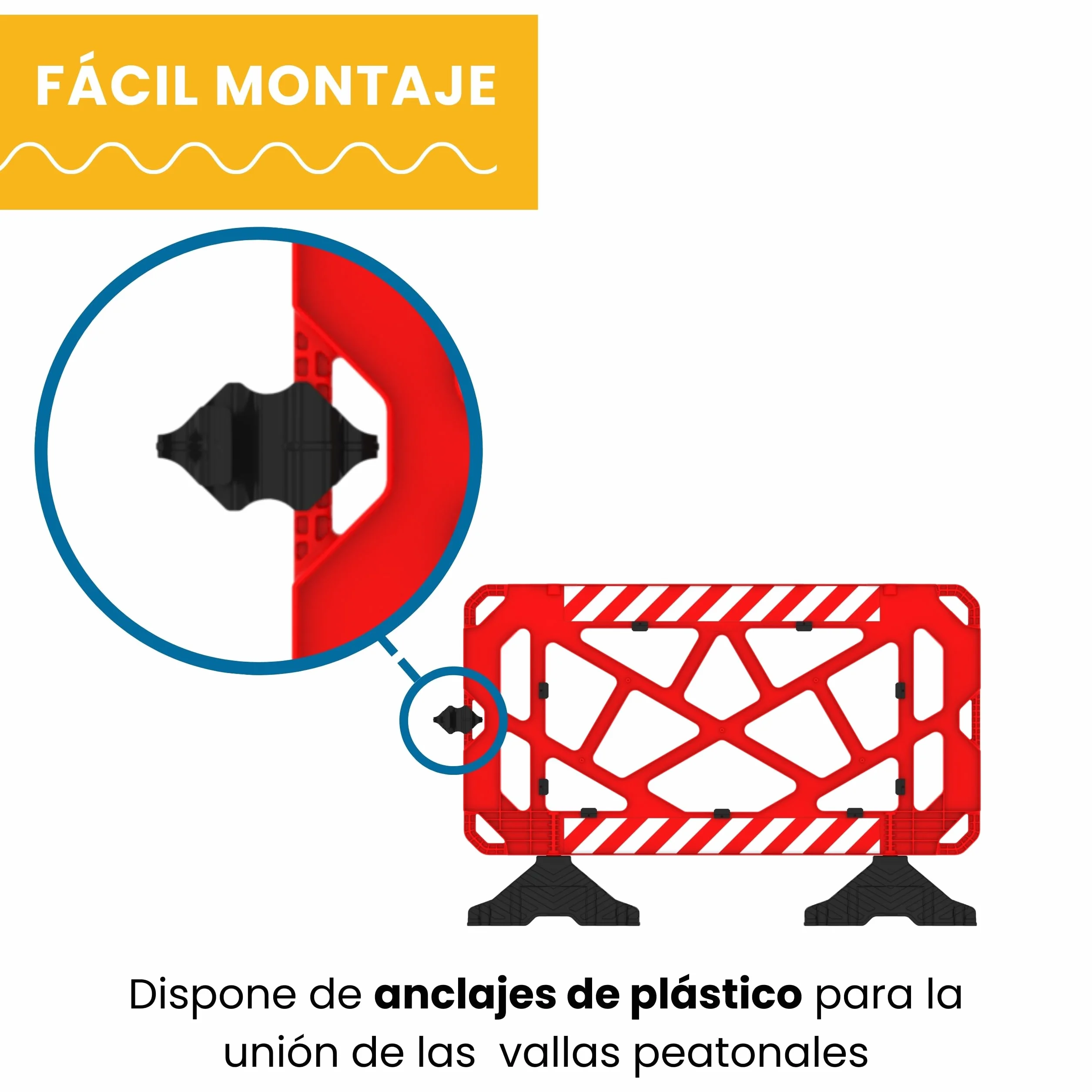 Valla de Obra Peatonal de Plástico 150 cm Rojo 1 Unidad