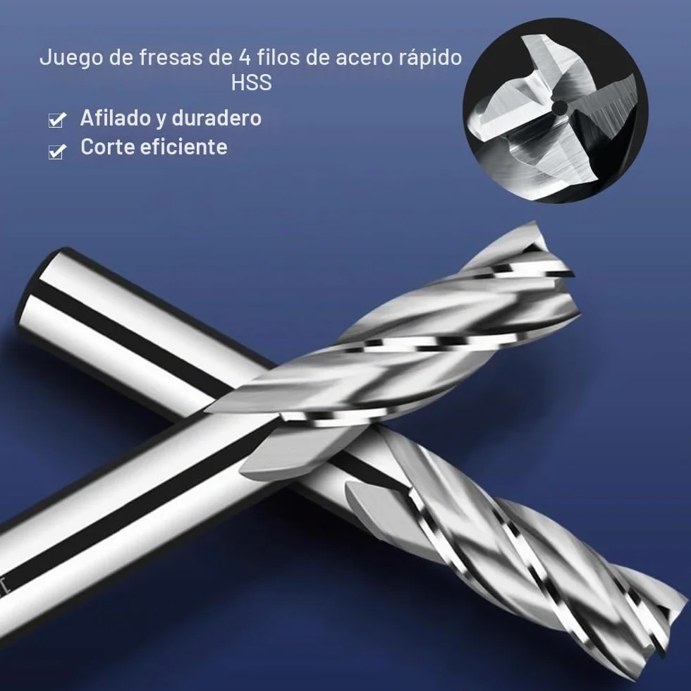 ASNOMY 10 piezas fresas 4-flauta HSS 2-12mm brocas CNC para madera aluminio acero