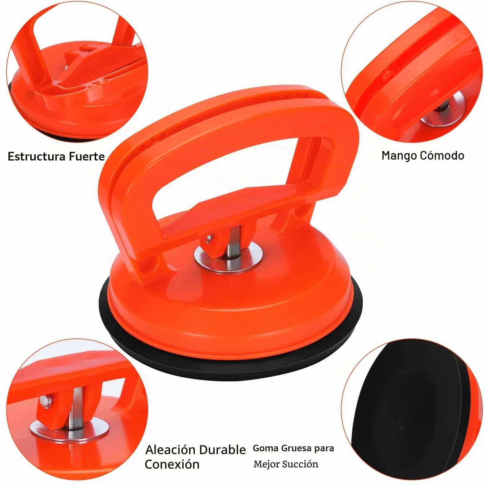 Ventosas Elevación 50kg, Elevador de Vidrio Cristales Azulejos Espejos, Vacío Potencia Diámetro 11.8 cm Naranja