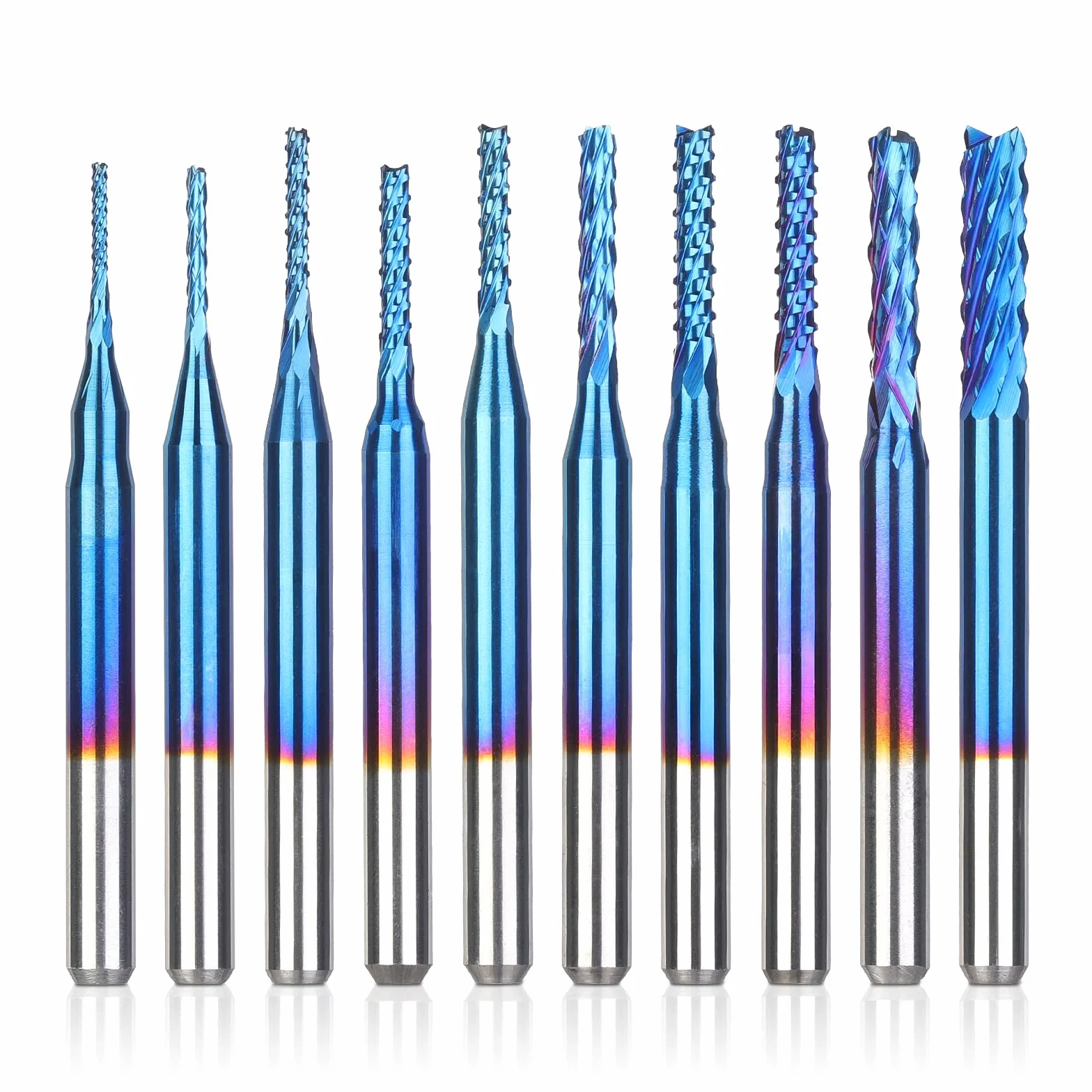 SainSmart Genmitsu Juego fresas fresado CNC madera PVC aluminio 0,8-3 mm vástago 1/8 pulgadas 10 unidades