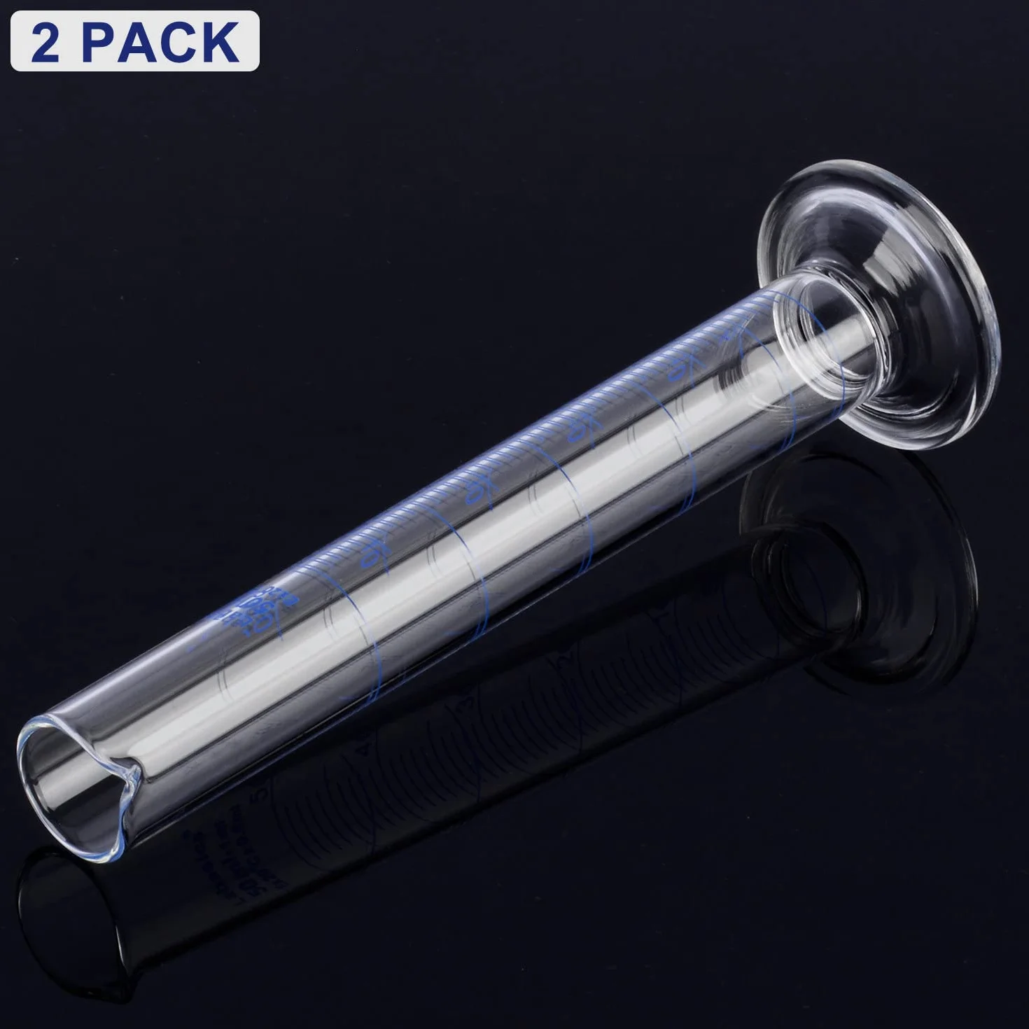 Labasics 2-Pack 50 ml Vidrio de Borosilicato Cilindro Graduado de Medición