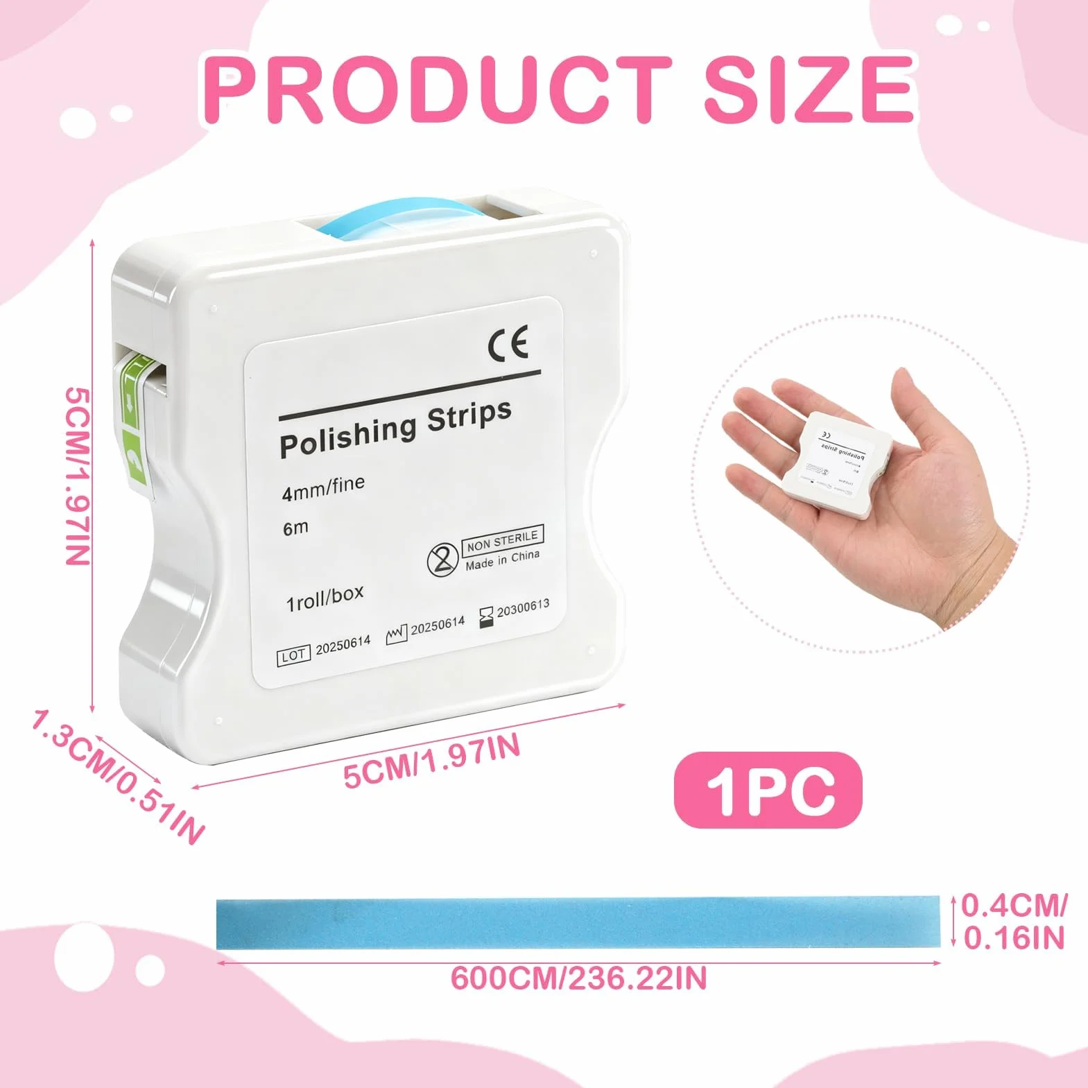 Papel de lija interdental 6 m arena fina rollo resina pulido dental