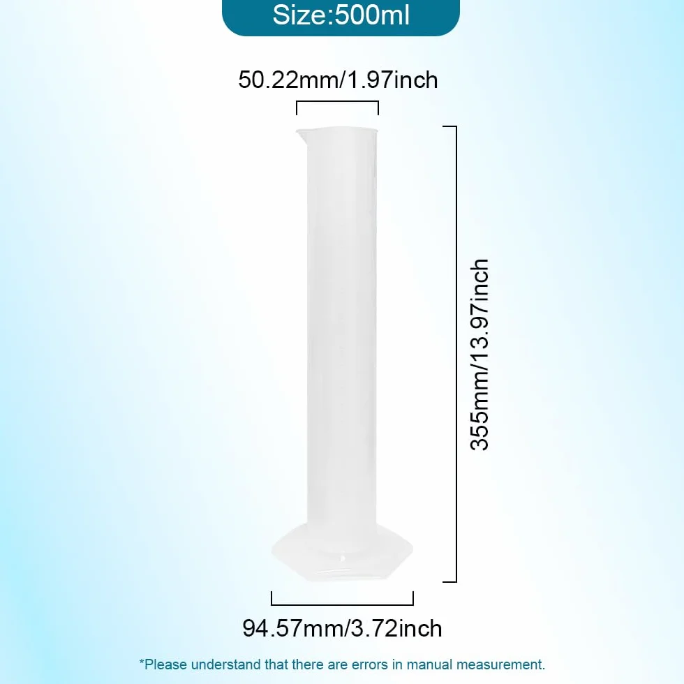Plástico Graduado Transparente Tubo de Ensayo con Fondo Hexagonal 500 ml Herramienta de Laboratorio