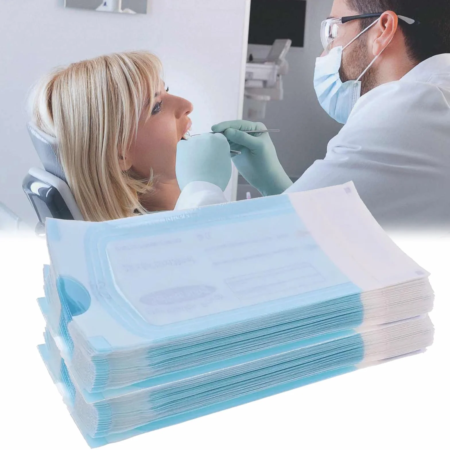 Bolsa de Esterilización Dental 200pcs 57x130mm Auto Sellado