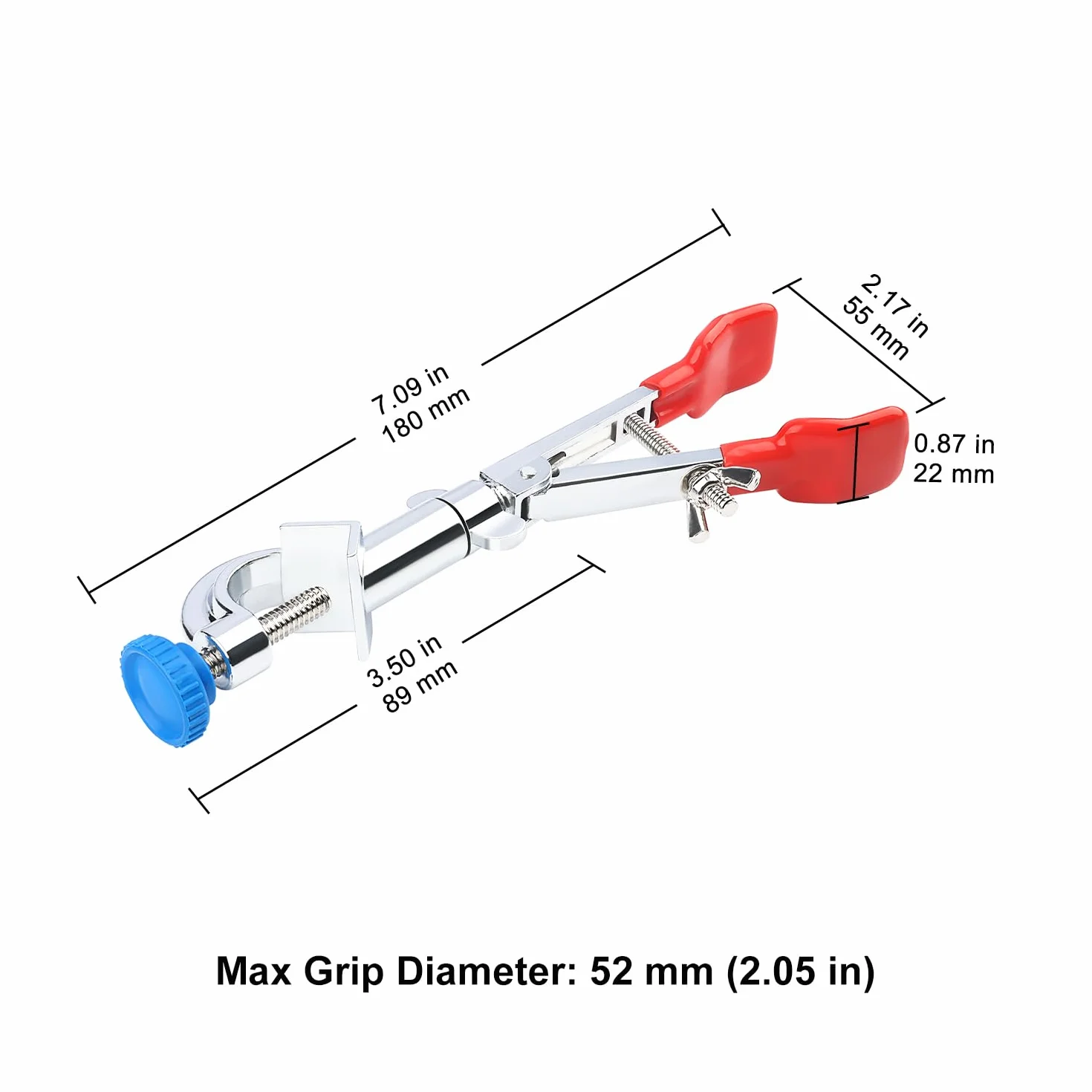 Abrazadera Giratoria de 2 Garras con Cabezal, Multifuncional Ajustable 360 Grados con Revestimiento de Goma para Laboratorio