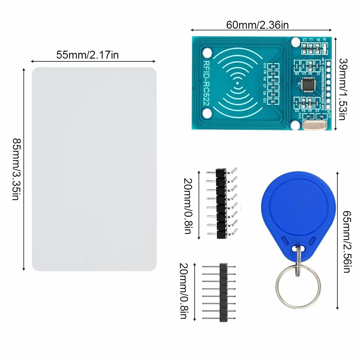 Gebildet Kit RFID 3 Piezas RC522 Módulo Sensor Tarjetas IC RF con S50 Blanco Llaveros