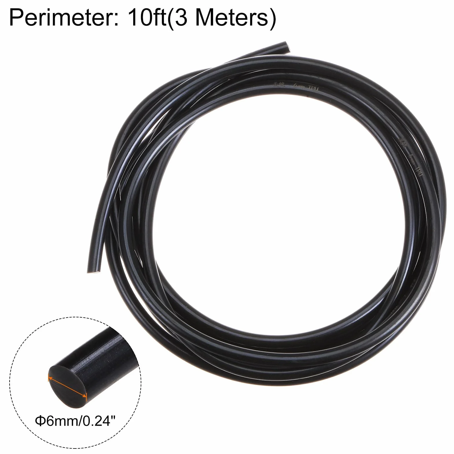 QUARKZMAN PU Transmisión Correa Poliuretano Redonda 6mm Diámetro 3 Metros Longitud Suave Superficie Uretano Negro