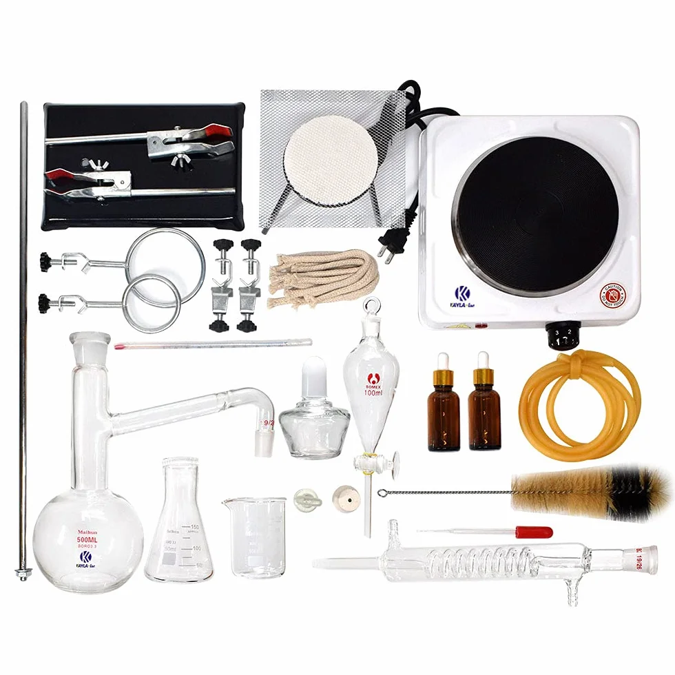 Kit de Destilación y Extracción de Aceite Esencial 500 ml con Estufa de Aire Caliente