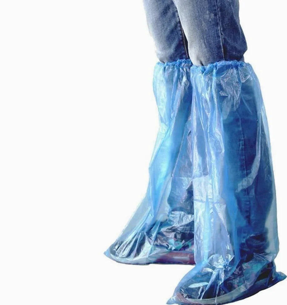 YHW Cubierta del Zapato Cubierta de la máquina de Zapatos 30 Pares Zapatos y Botas de Lluvia Azul Desechables Cubierta de plástico Larga y Transparente