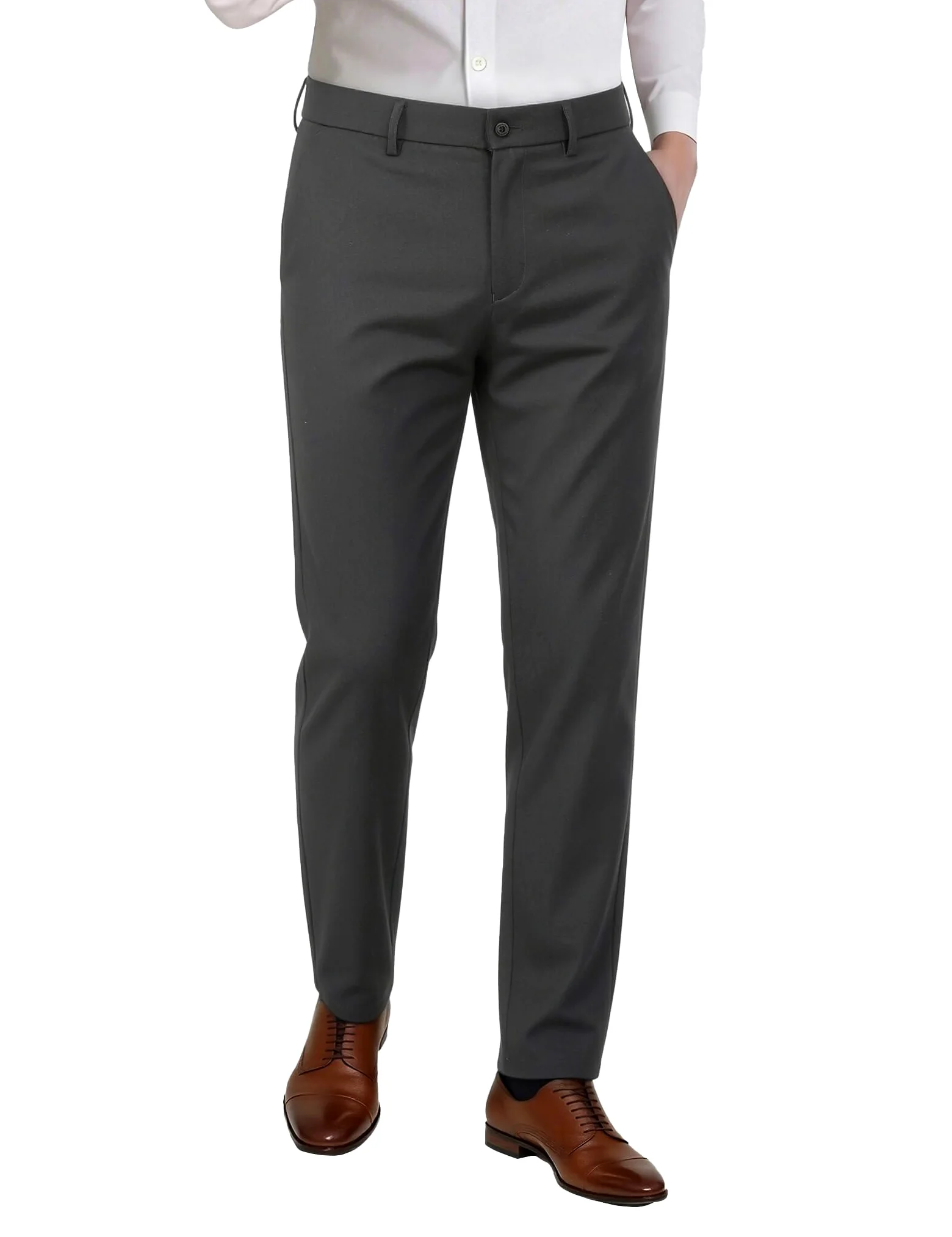 Plaid&Plain Pantalones de Vestir Ajustados para Hombre
