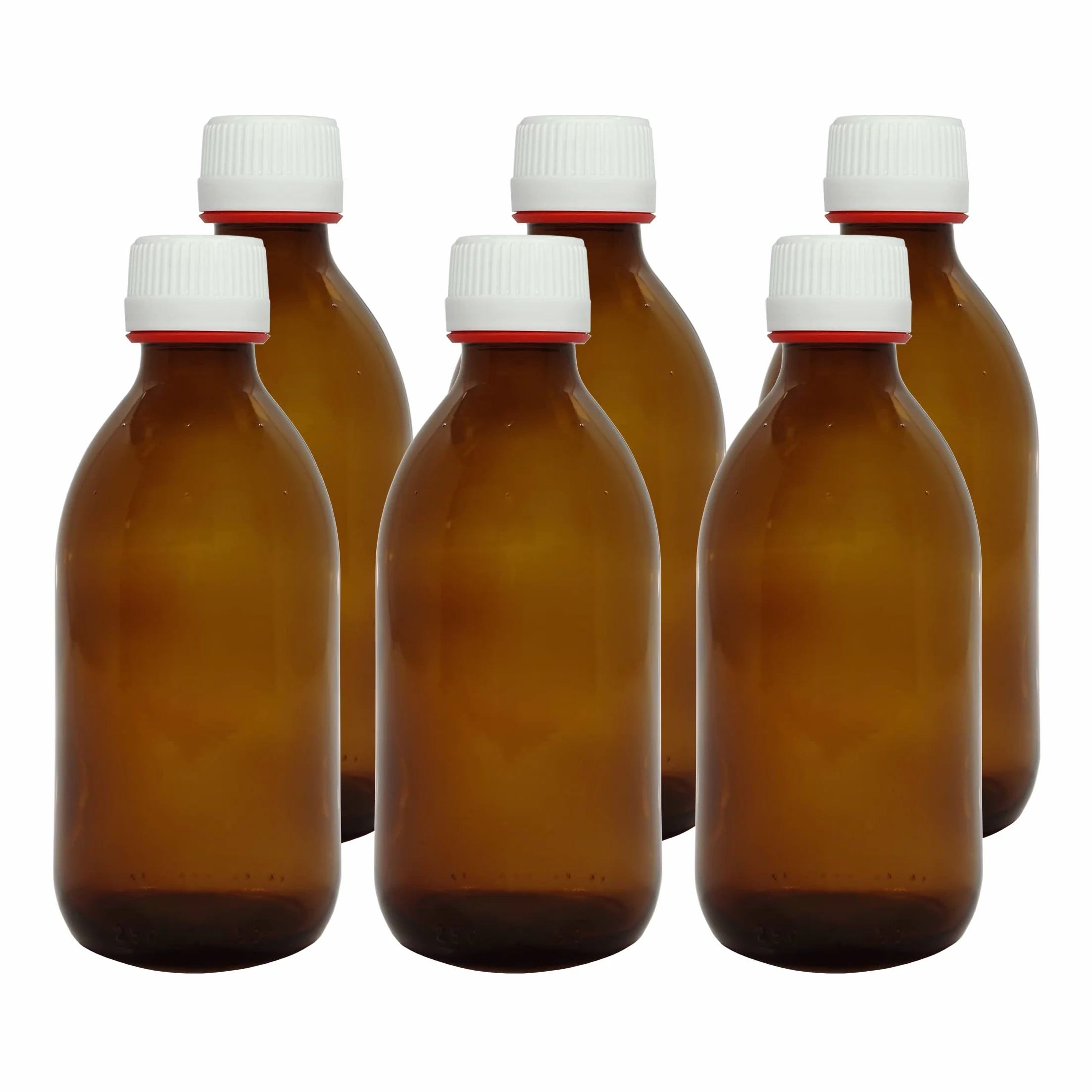 Botella de vidrio ámbar 250 ml cierre hermético tapón rosca 6 unidades