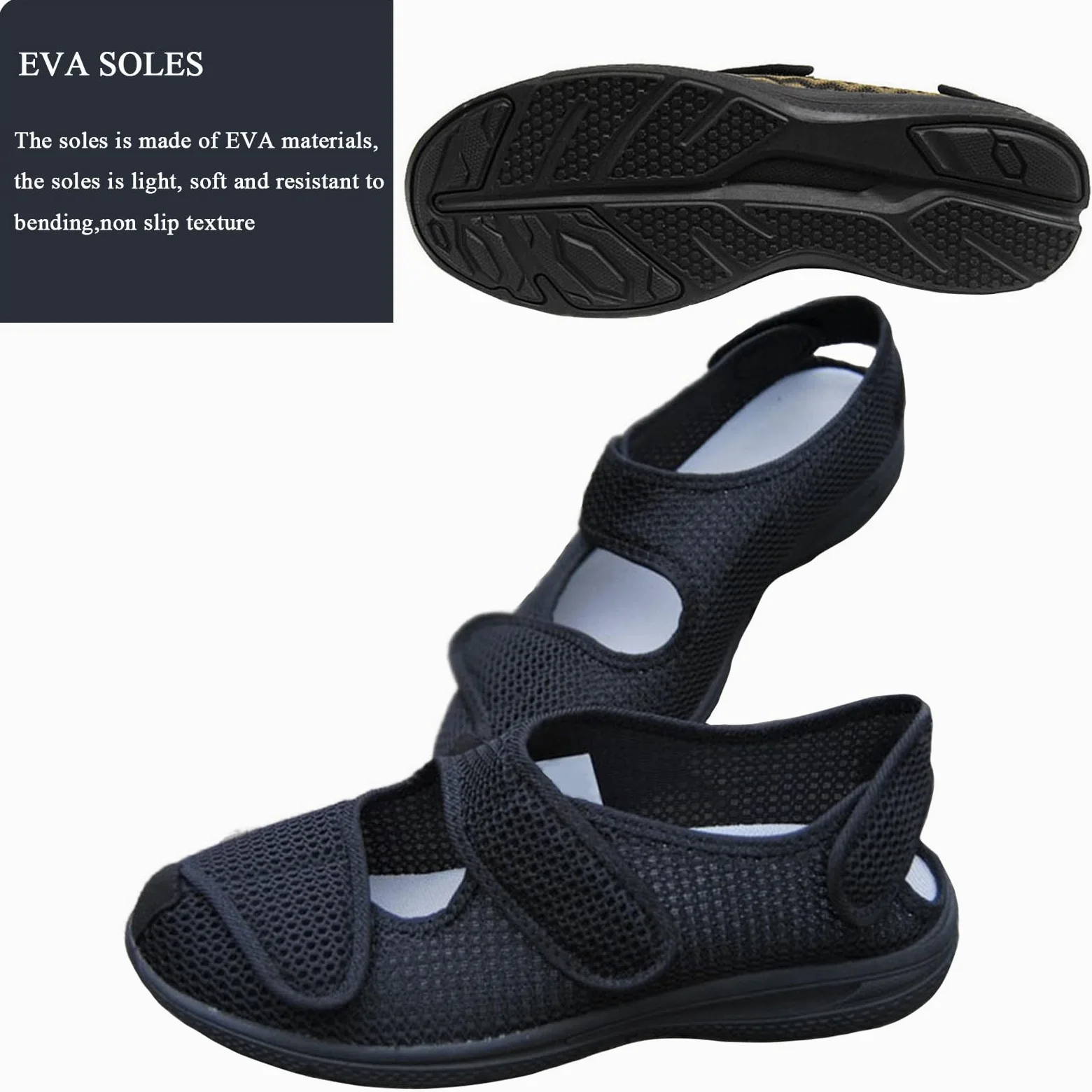 Zapatillas Diabéticos para Hombre Mujer Ligero Zapatos Ajustables Antideslizantes Respirable Ortopédico Sandalias para Ancianos Pies Hinchados con Edema