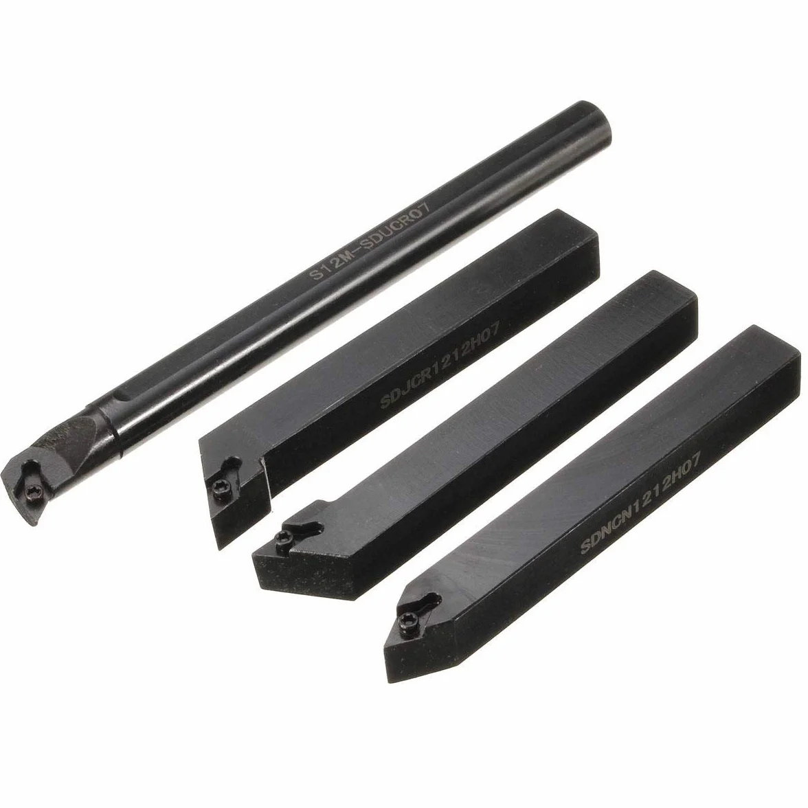 KATSU Juego de Herramientas de Corte y Torneado de Torno 4 Piezas con 4 Insertos Indexables S12M-SDUCR07