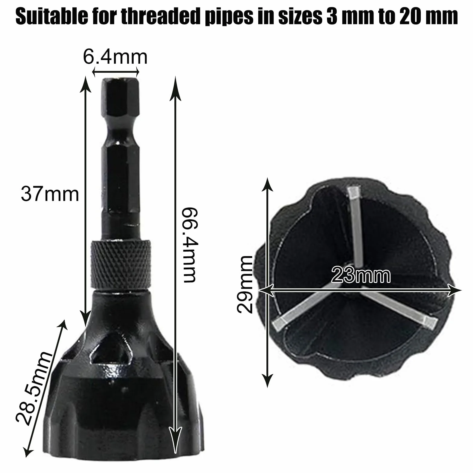 Herramienta de Chaflán Externo, Desbarbador de Pernos 3-20 mm, Acero Inoxidable Negro