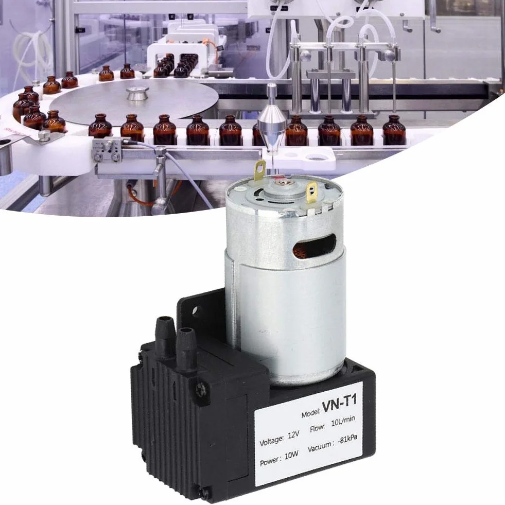 Bomba de vacío DC 12V 10L/min VN-T1 Compresor de aire silencioso