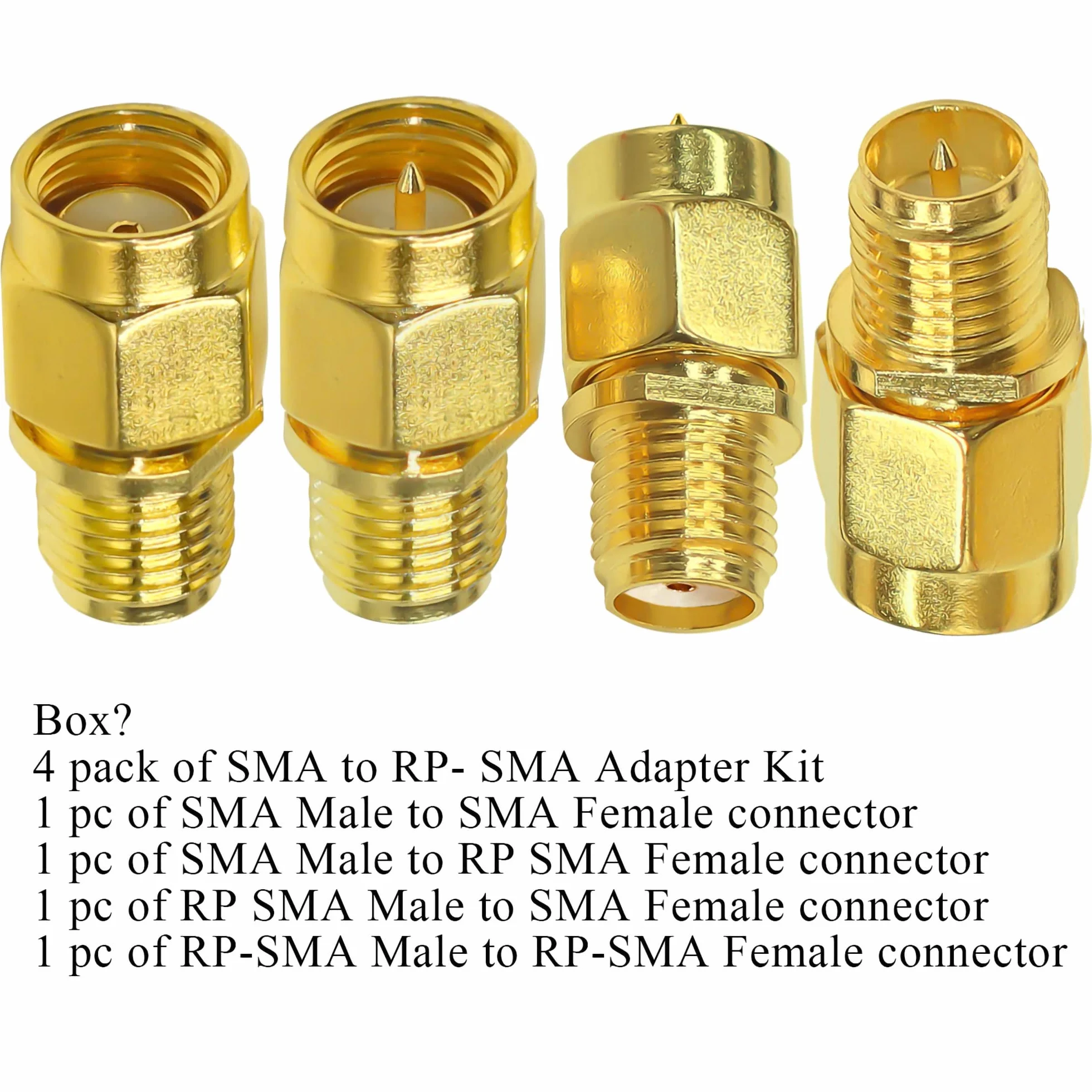TUOLNK Kit de Adaptador Coaxial SMA Macho a Hembra RP-SMA, Paquete de 4