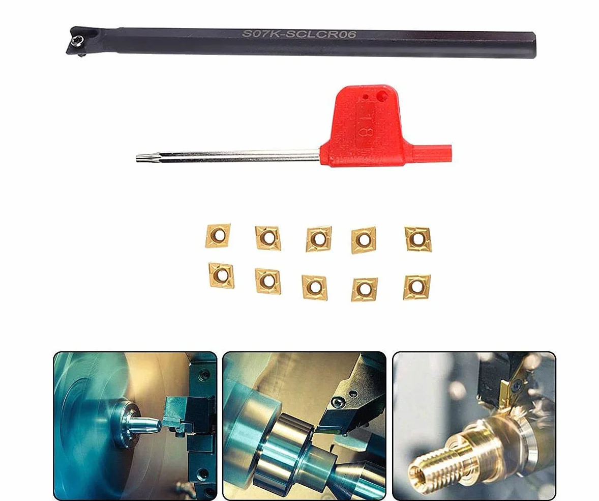 Maizoon S10K-SCLCR06 CNC Boring Bar Holder + 10pcs CCMT060204-HM YBC251 Inserts