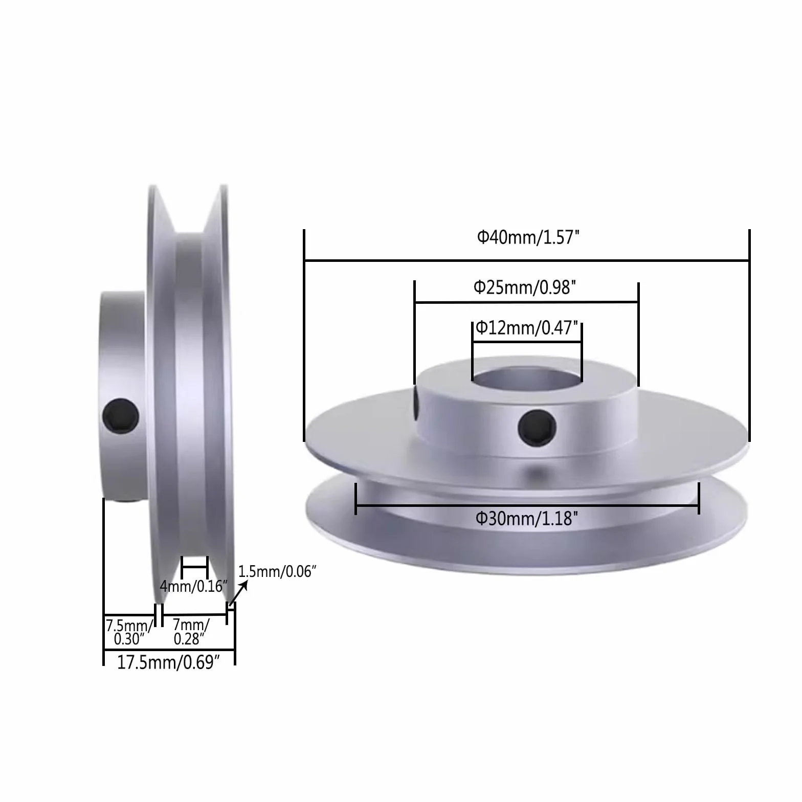 CHANCS Polea externa 12mm 40mm para correa redonda PU perforadora 6MM