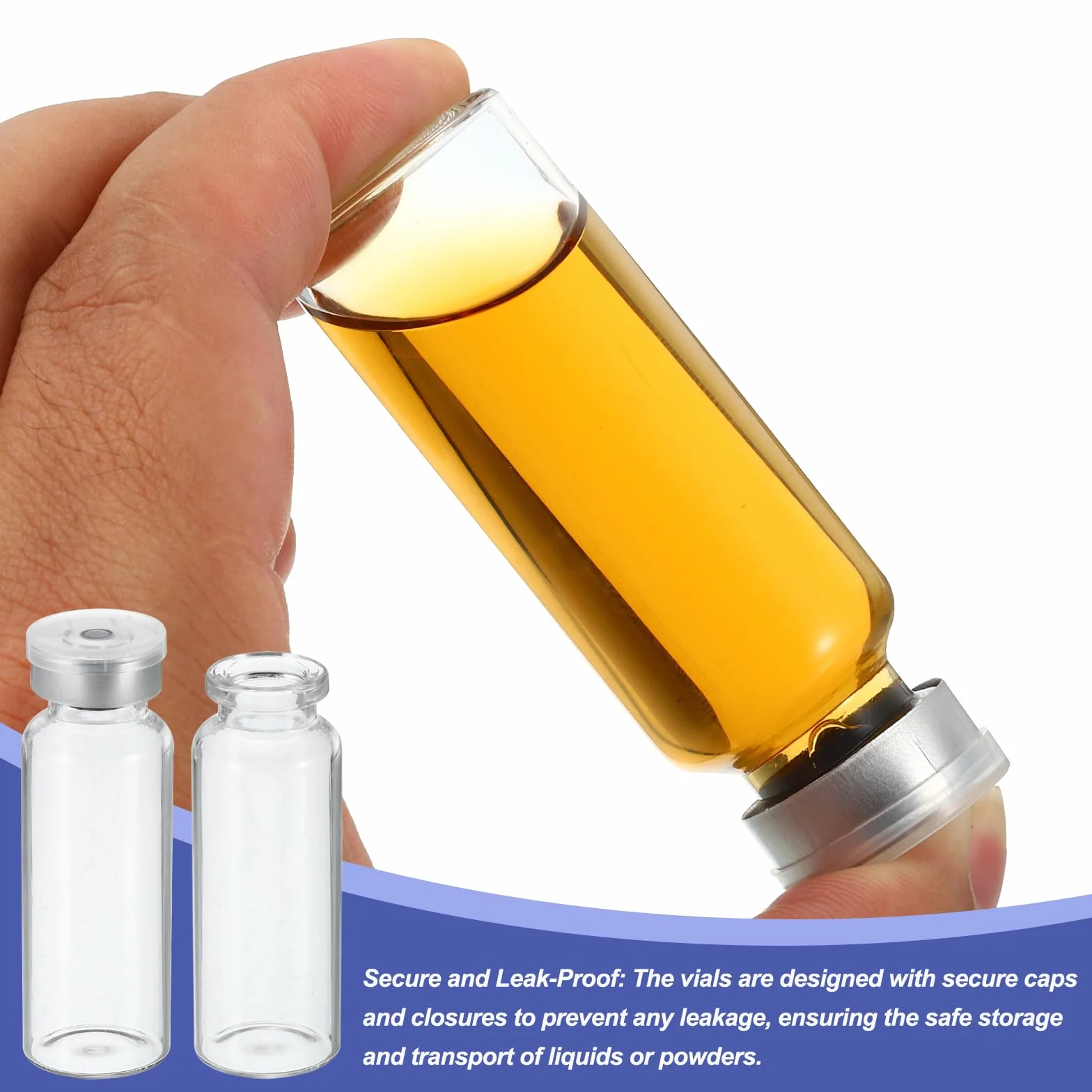 PATIKIL Viales de Muestra 20ml, 8 Paquete, Viales de Vidrio Borosilicato con Tapón de Goma Butilo y Tapas Engarzadas, Transparente