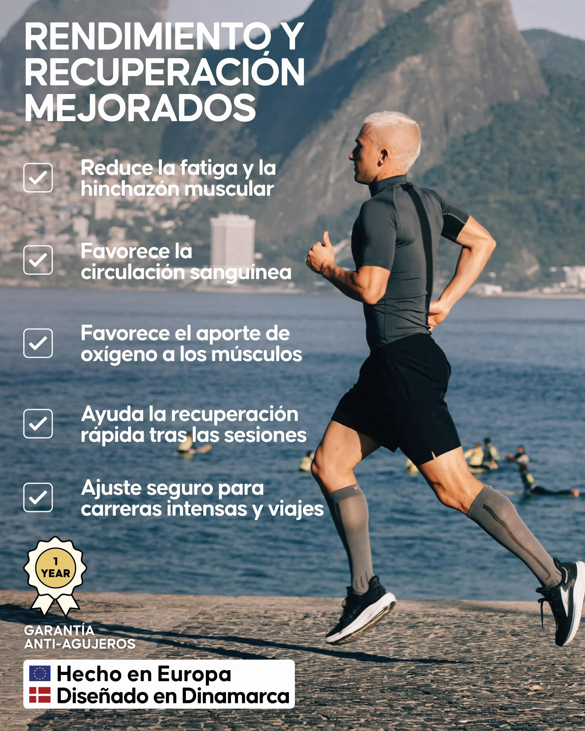 DANISH ENDURANCE Calcetines de Compresión Mujer y Hombre, Deporte, Running, Recuperación, 1 o 2 Pack