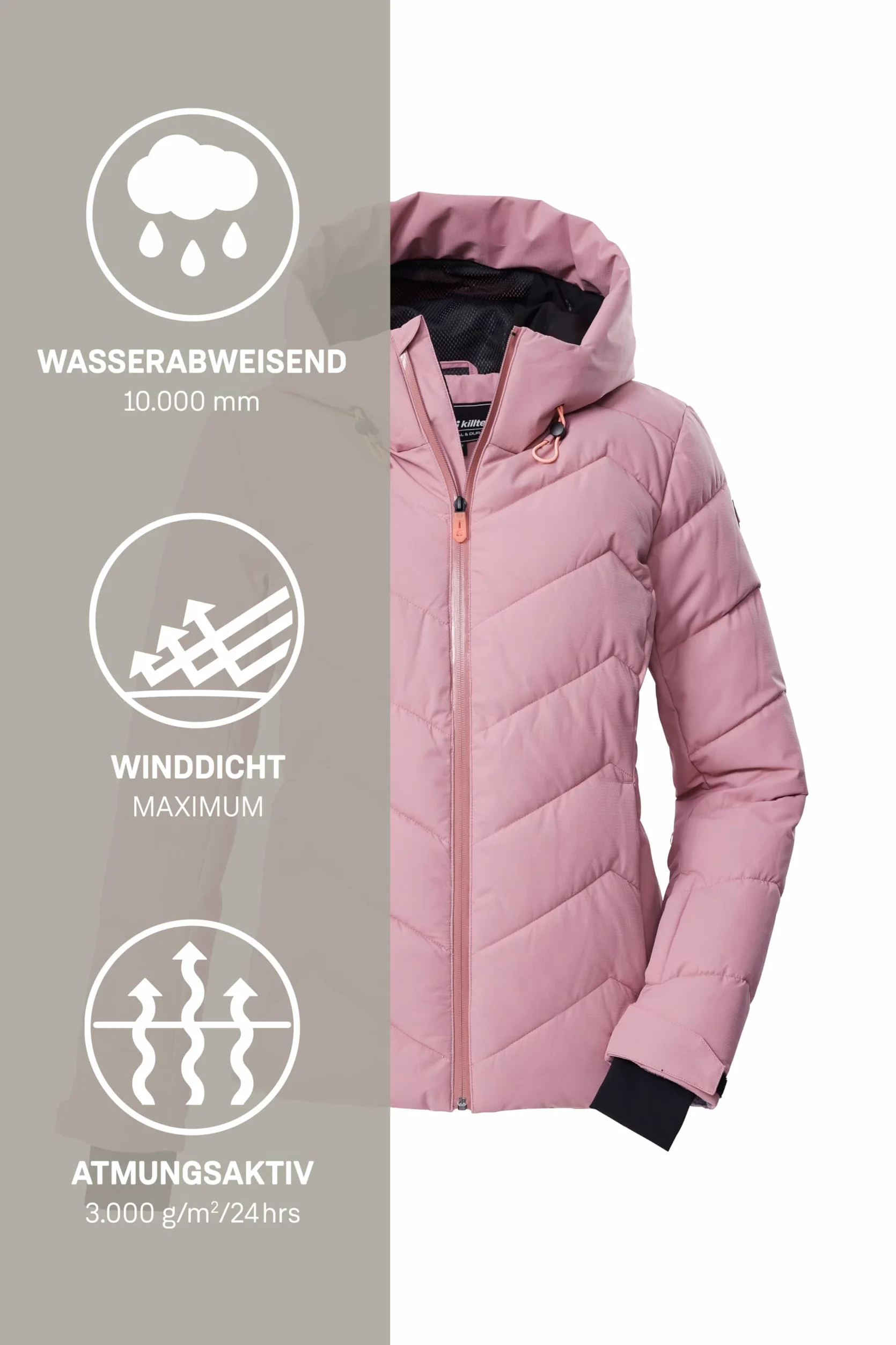 Killtec Ksw 31 Wmn Ski Qltd Jckt Chaqueta de esquí/chaqueta acolchada/chaqueta funcional con aspecto de plumón, capucha y protección contra la nieve Mujer