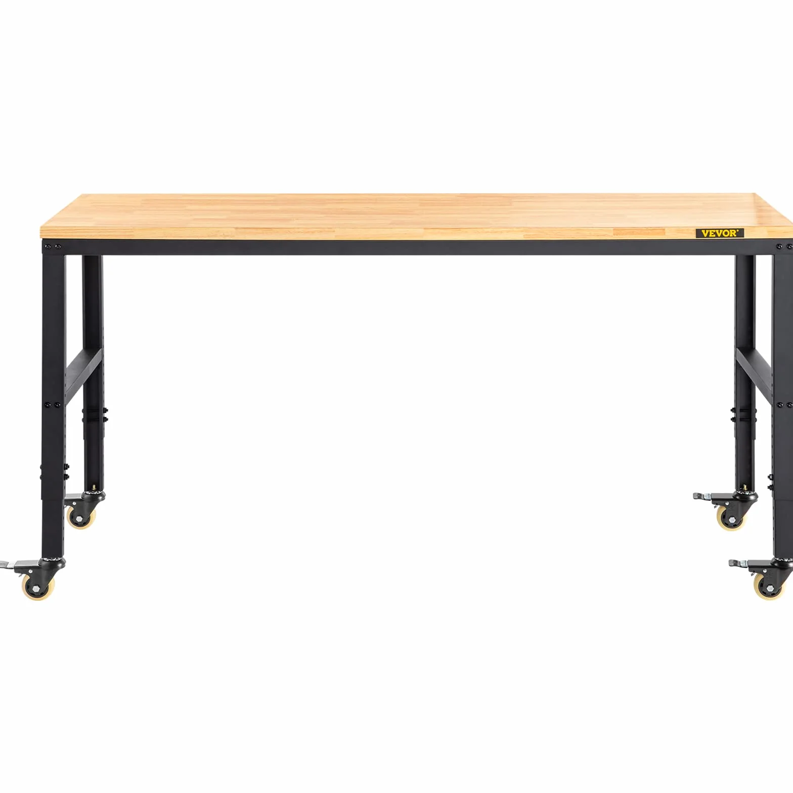 VEVOR Banco de Trabajo Altura Ajustable 80-105 cm 155x51 cm Tablón de Roble Marco de Acero 720 kg