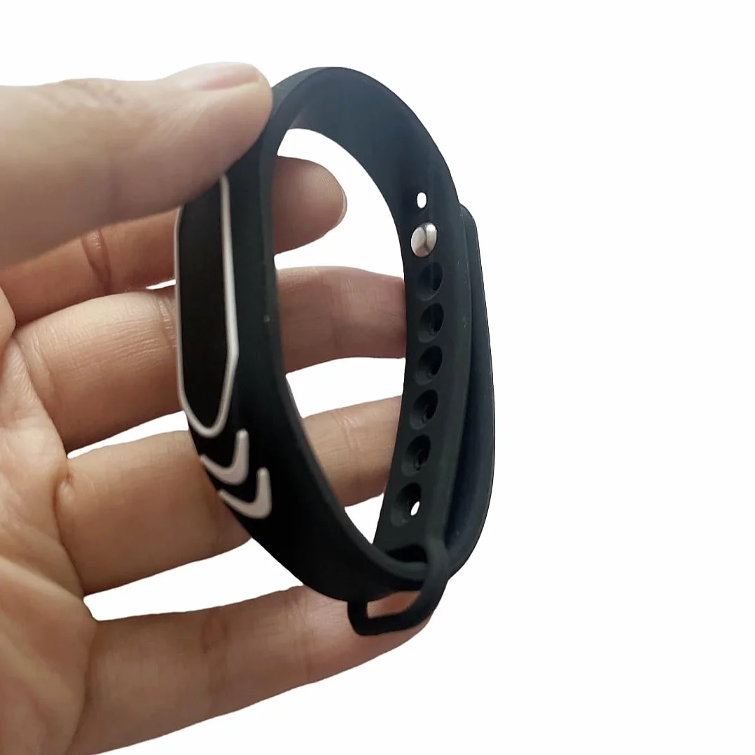 Pulsera Inteligente NFC NTAG213 Control de Acceso Impermeable RFID 13.56 MHz Negro