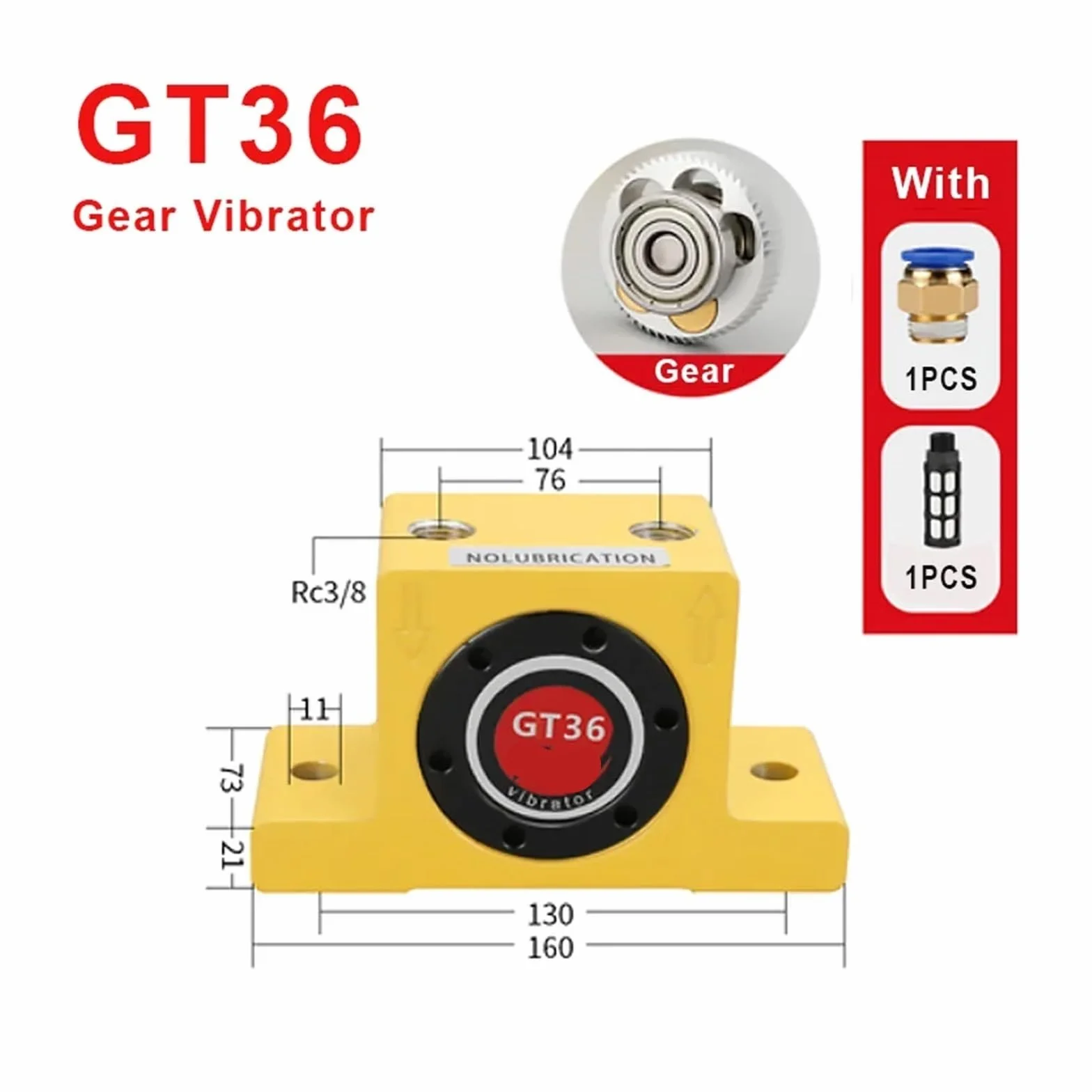 Vibrador neumático GT36, martillo industrial, piezas ciegas, engranajes