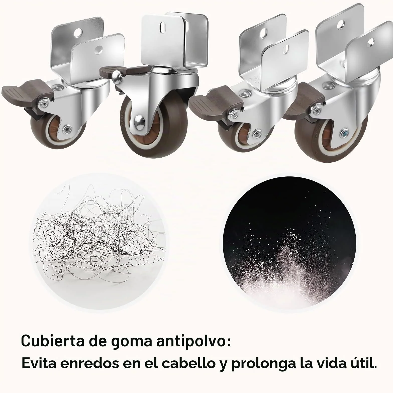 CPROSP 4 Redas para Cuna Ruedas con Freno en U φ38mm, Soporte Hasta 60KG, Ruedas Giratorias Silencio, 20MM Apertura