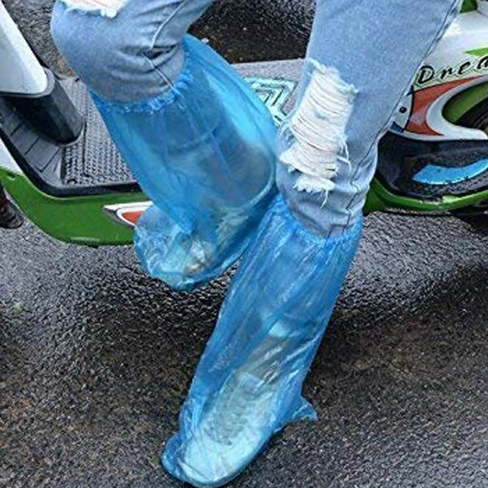 YHW Cubierta del Zapato Cubierta de la máquina de Zapatos 30 Pares Zapatos y Botas de Lluvia Azul Desechables Cubierta de plástico Larga y Transparente