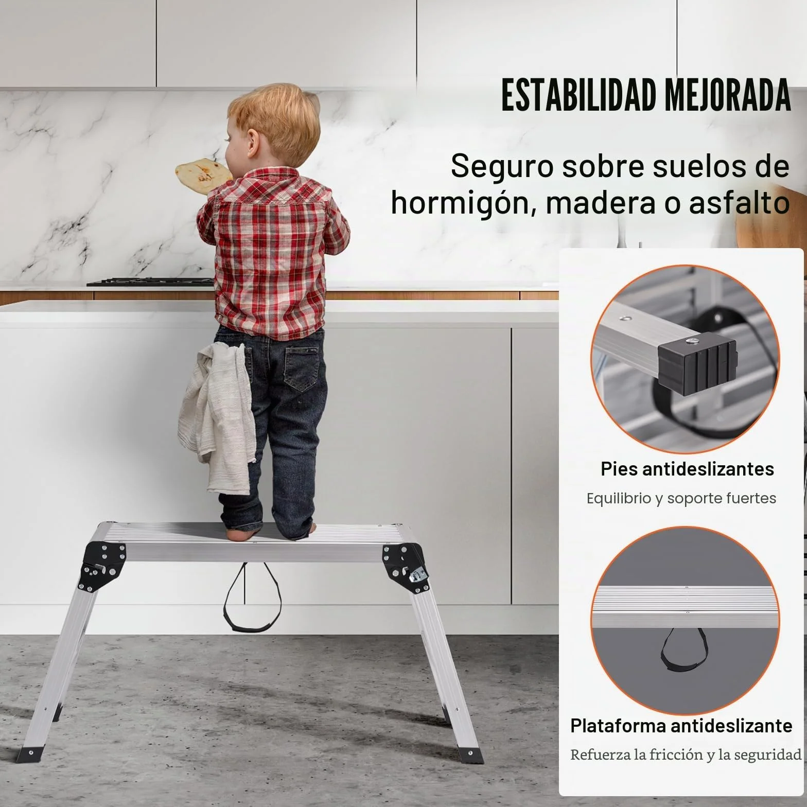 VEVOR Plataforma de Trabajo Plegable 150 kg 76 x 30 x 50,8 cm Aluminio Antideslizante