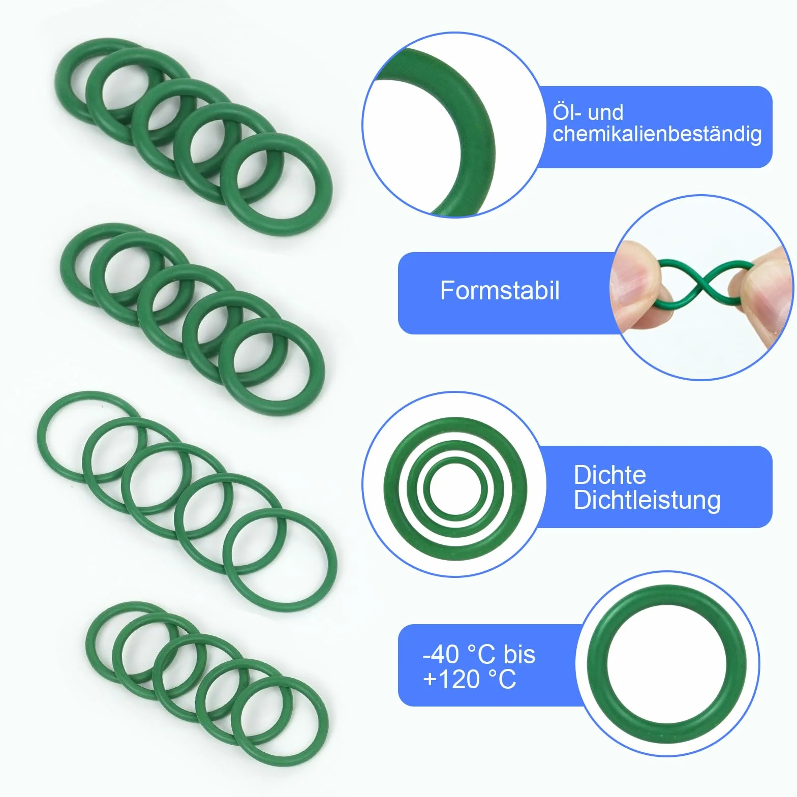 Juntas Toricas de Goma Nitrilo HOWAB 595PCS 36 Tamaños Ø 3mm-22mm para Aire Acondicionado Coche