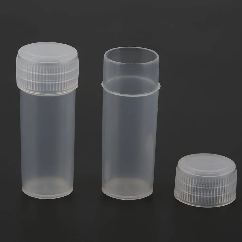 Botella de muestra de plástico 5 ml 100 Pcs botes pequeños con tapa