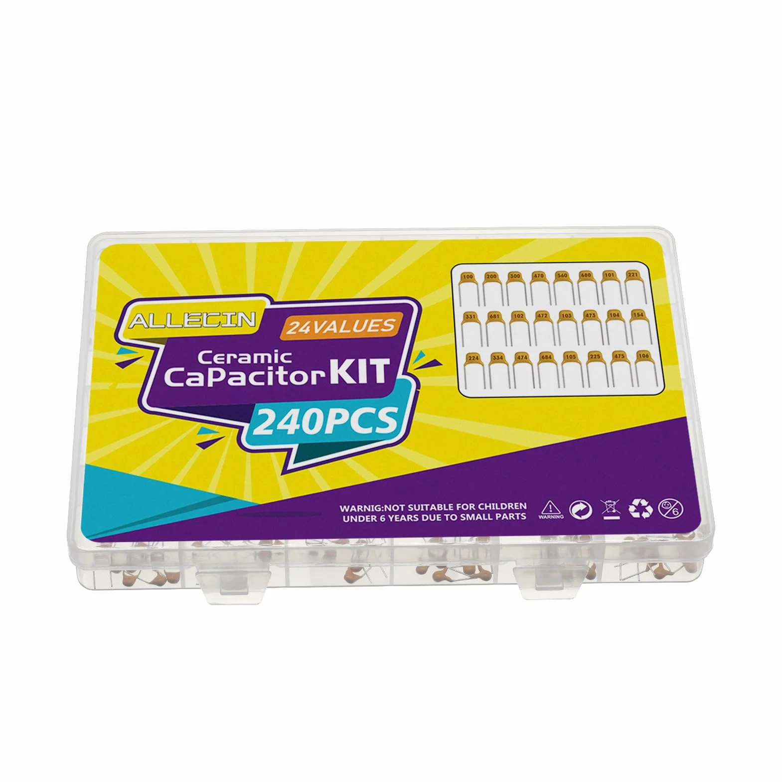 Kit Surtido 24 Valores Condensador Cerámico Monolítico 10 pF a 10 uF Multicapa