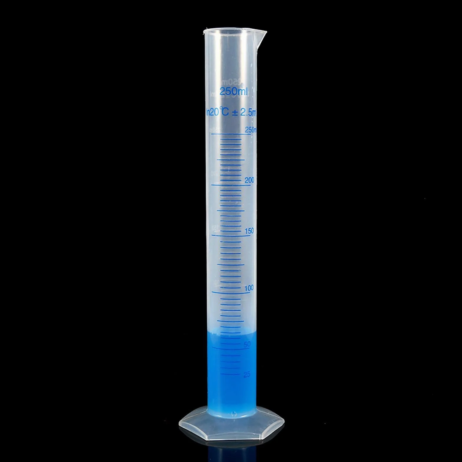 Probeta medidora de plástico transparente 250 ml