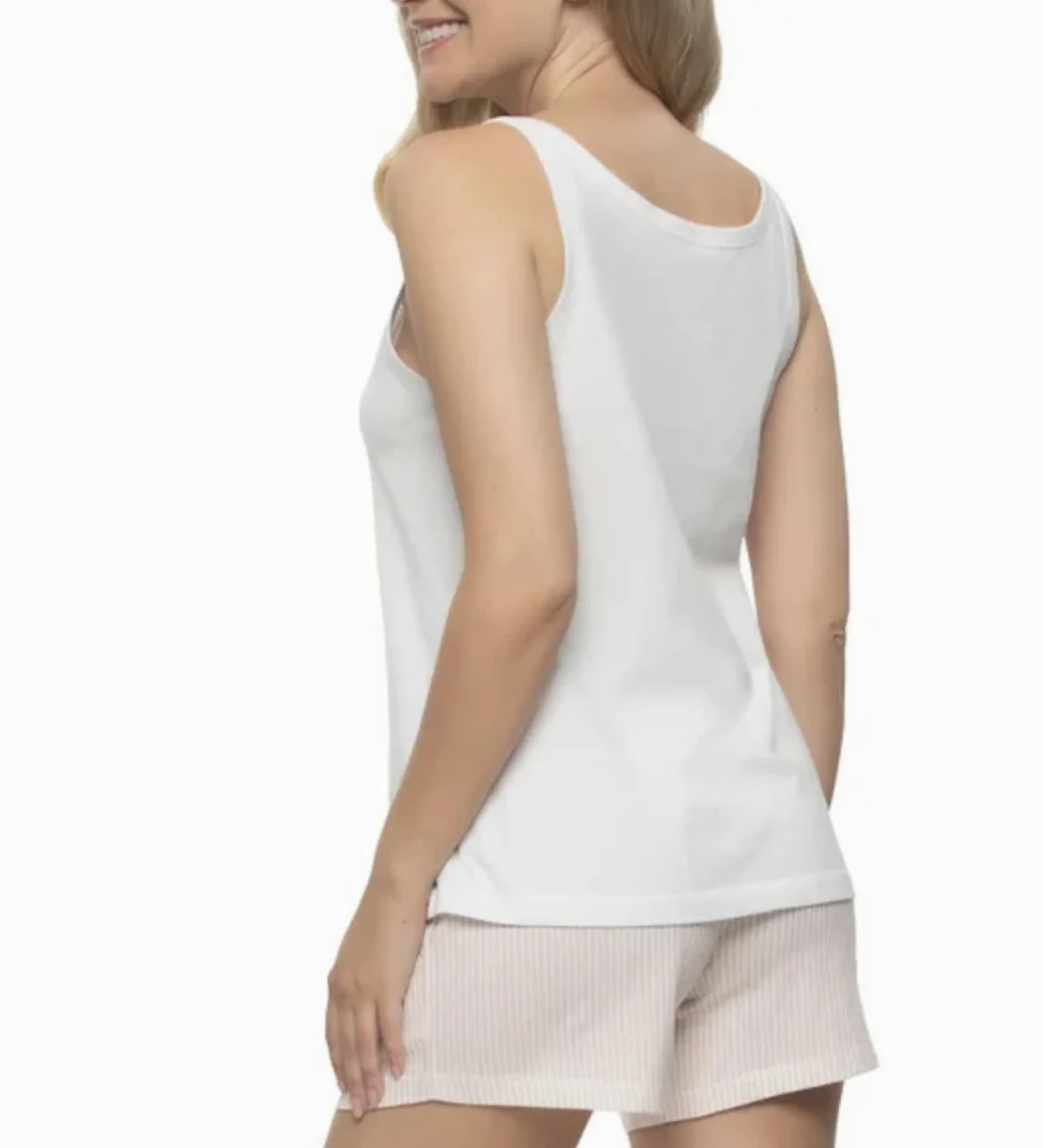 Felina Conjunto de pijama de 4 piezas 100% algodón para mujer, camiseta, camiseta sin mangas, pantalón corto y pantalón capri