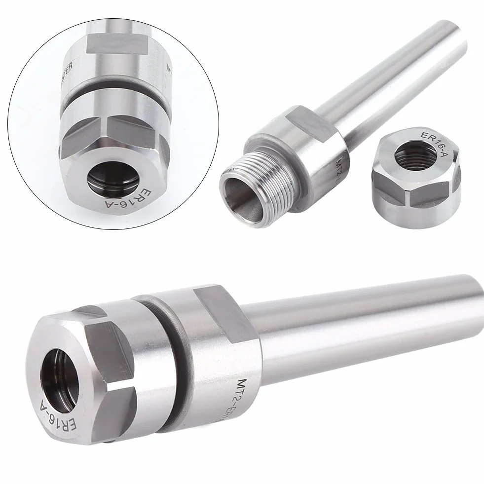 Akozon CNC MT2-ER16-50 MT2 Holder M10 Taper Collet Holder Herramientas de fresado