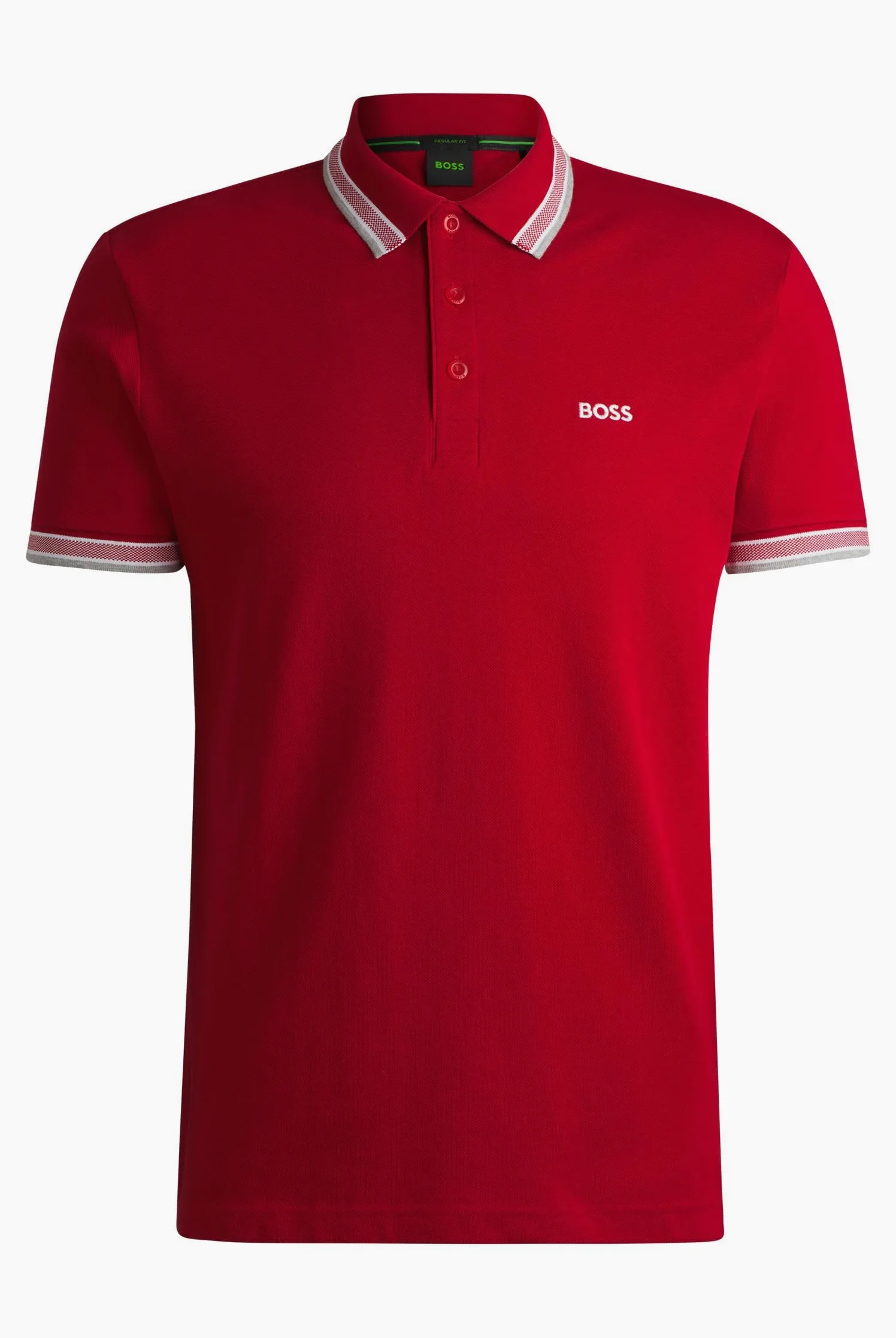 Boss Polo de Piqué de Ajuste Regular con Logotipo Curvado Camisa de Polo Hombre