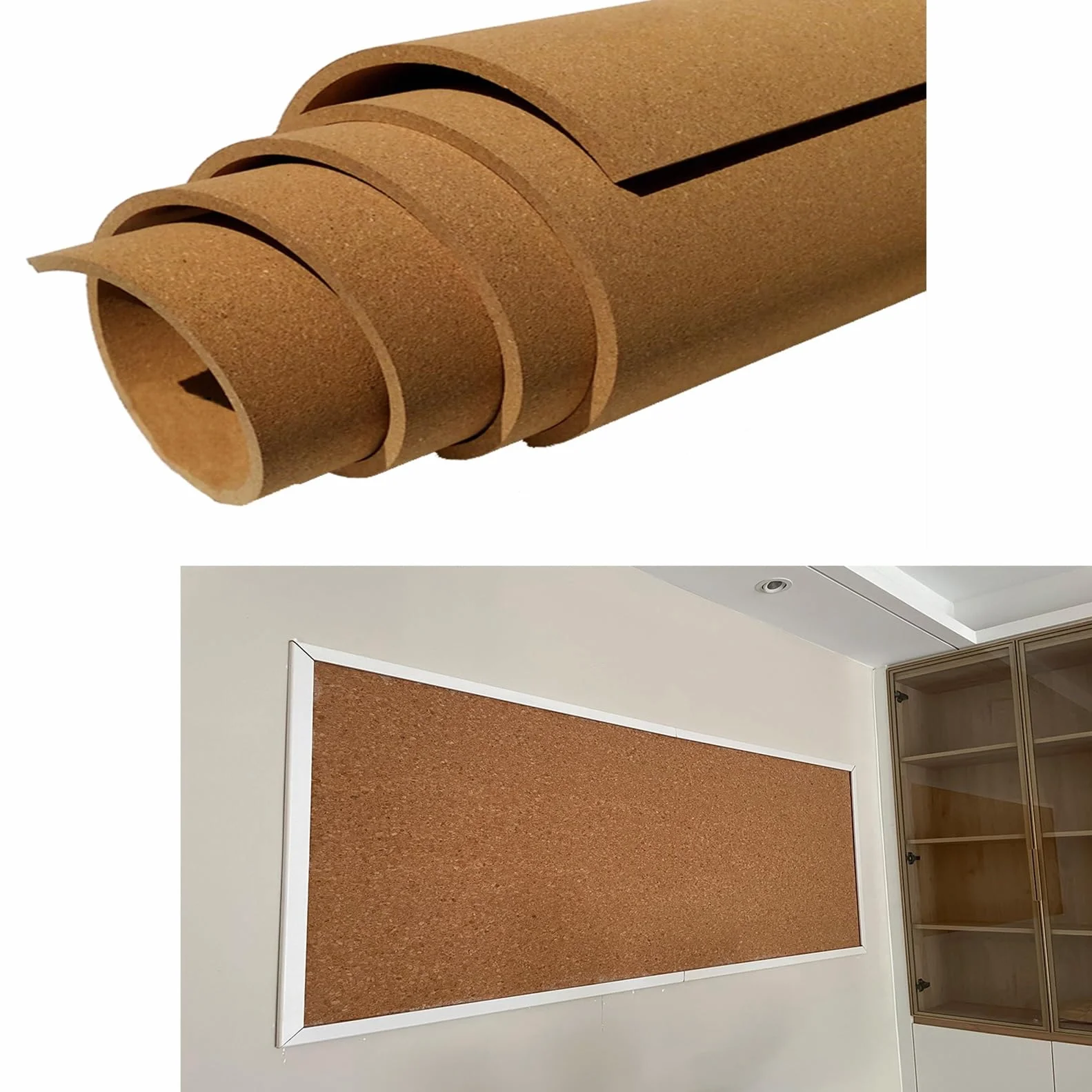 Rollo de corcho grande 1/4 pulgadas aislamiento acústico alta densidad para oficina hogar bricolaje 0,8 m x 1 m marrón