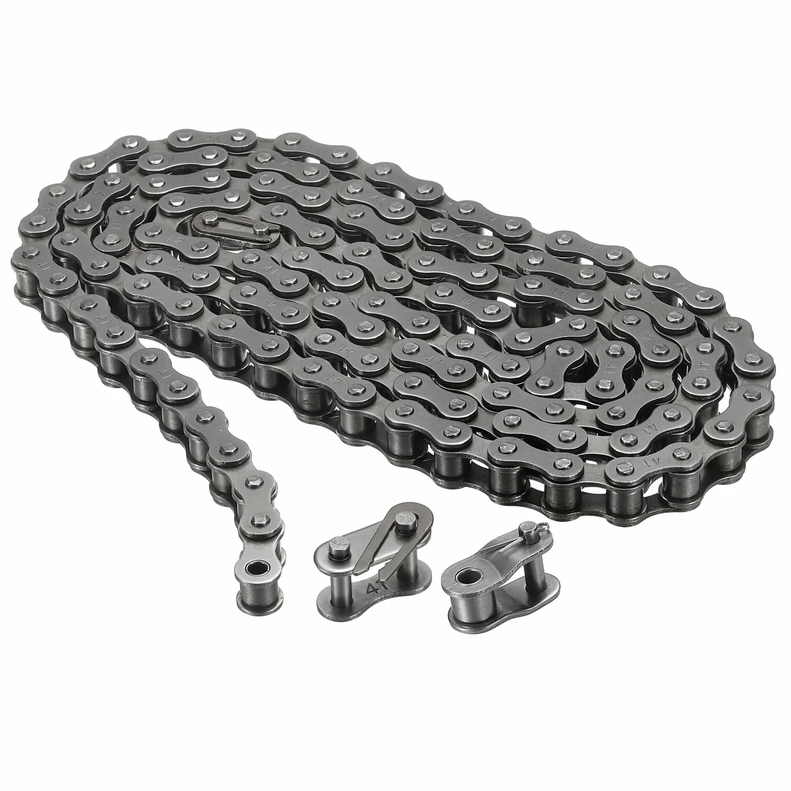 QUARKZMAN Cadena de Rodillos 5 Pies Paso 1/2" Acero al Carbono 120 Eslabones con 2 Eslabones Maestros