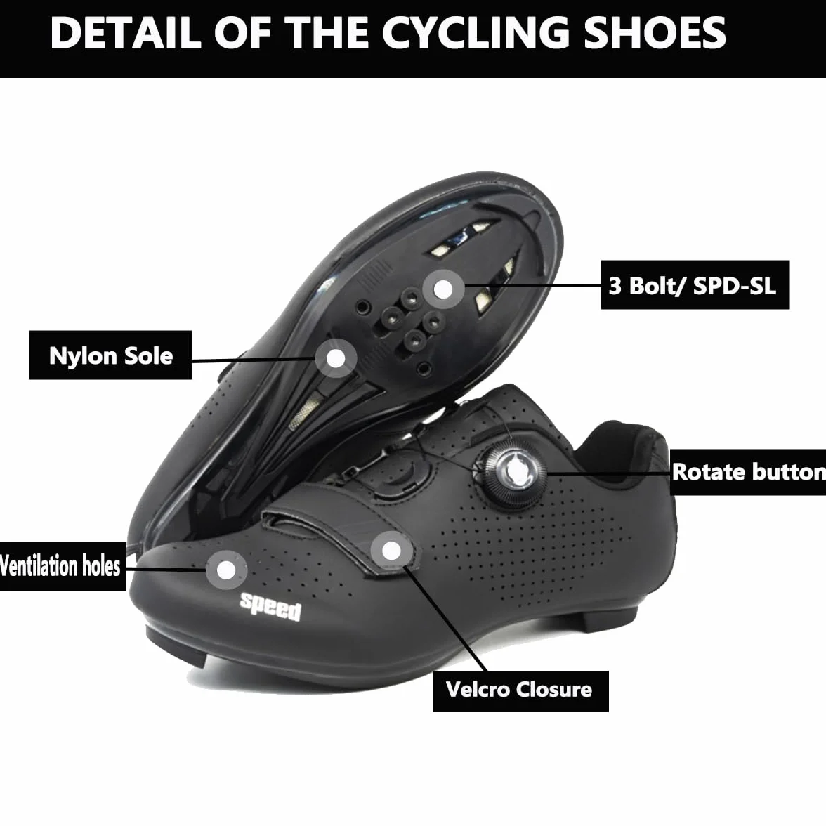 Fansu Zapatillas de Ciclismo Carretera, con Calas Delta, Zapatillas Ciclismo Hombre Compatibles con Look SPD SPD-SL Delta Lock, Zapatillas para Bicicleta de Interior Exteriores