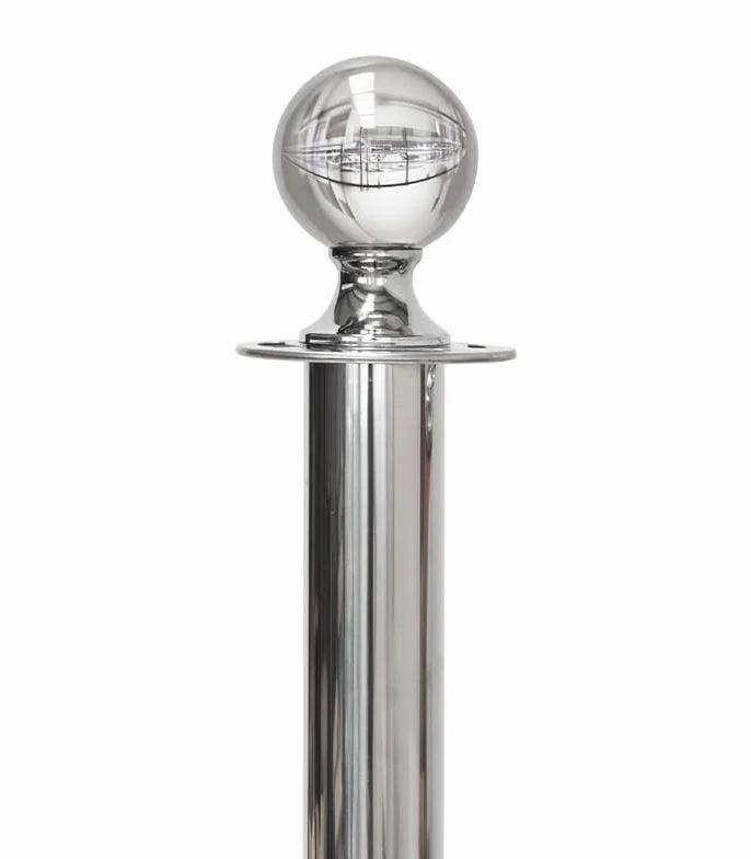 Postes Separadores con Bola Cromados 33cm x 1m para Catenarias Eventos